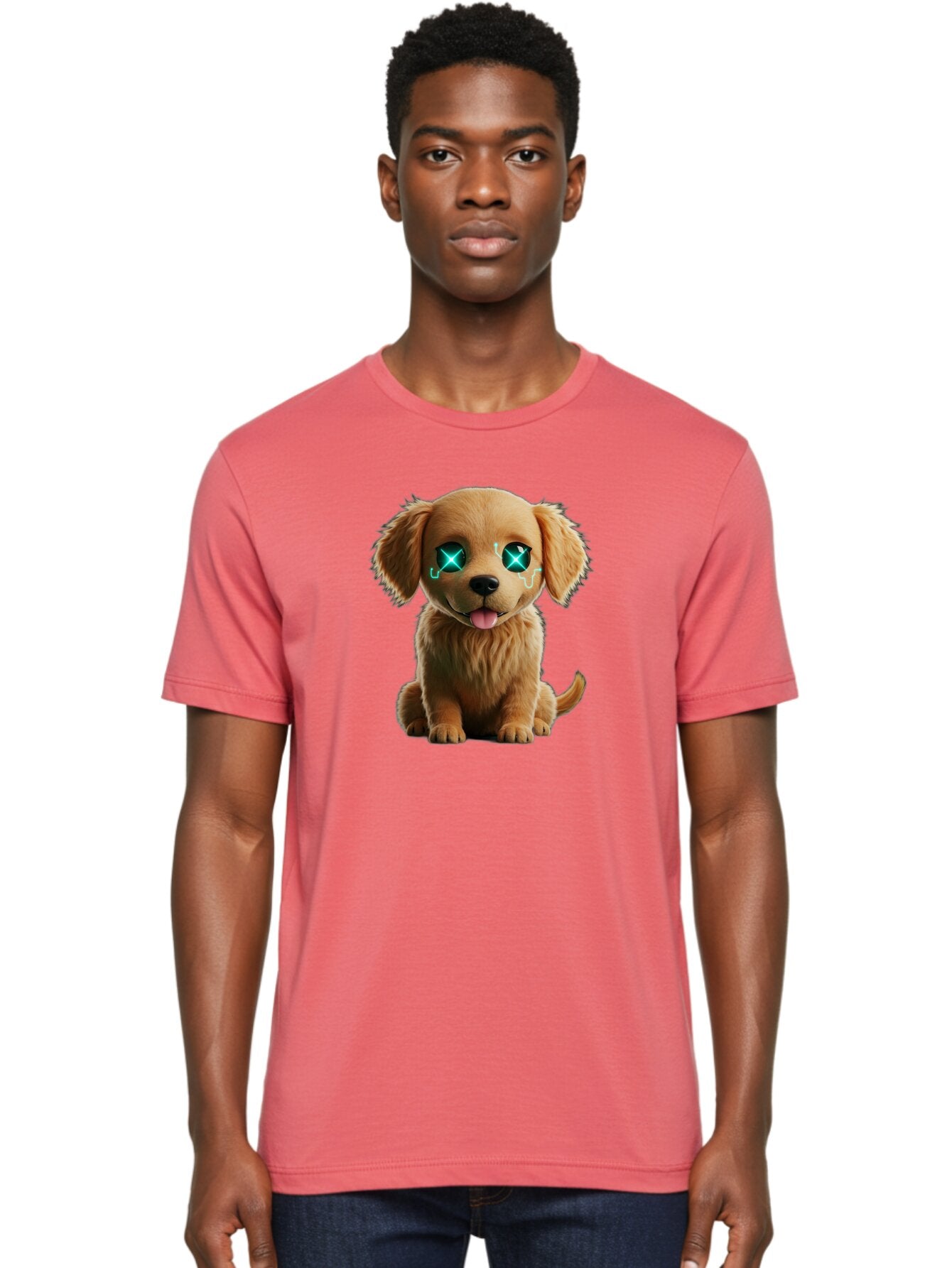 Crying-Puppy-1 Men'S Graphic Tee, 100% Cotton, Comfortable Casual Summer Wear, Machine Washable, Cute Dog, Cartoon-Style, Puppy Eyes, Sad Expression, Crying Tears, Sparkles, Digital Art, Kawaii, Adorable Animal, Funny Face Bab829 30