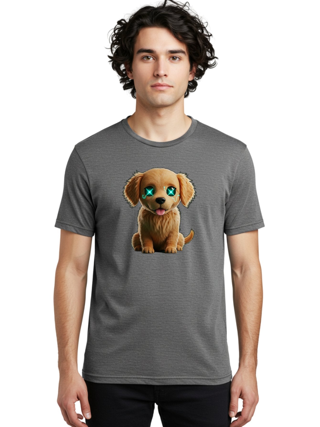 Crying-Puppy-1 Men'S Graphic Tee, 100% Cotton, Comfortable Casual Summer Wear, Machine Washable, Cute Dog, Cartoon-Style, Puppy Eyes, Sad Expression, Crying Tears, Sparkles, Digital Art, Kawaii, Adorable Animal, Funny Face Bab829 27