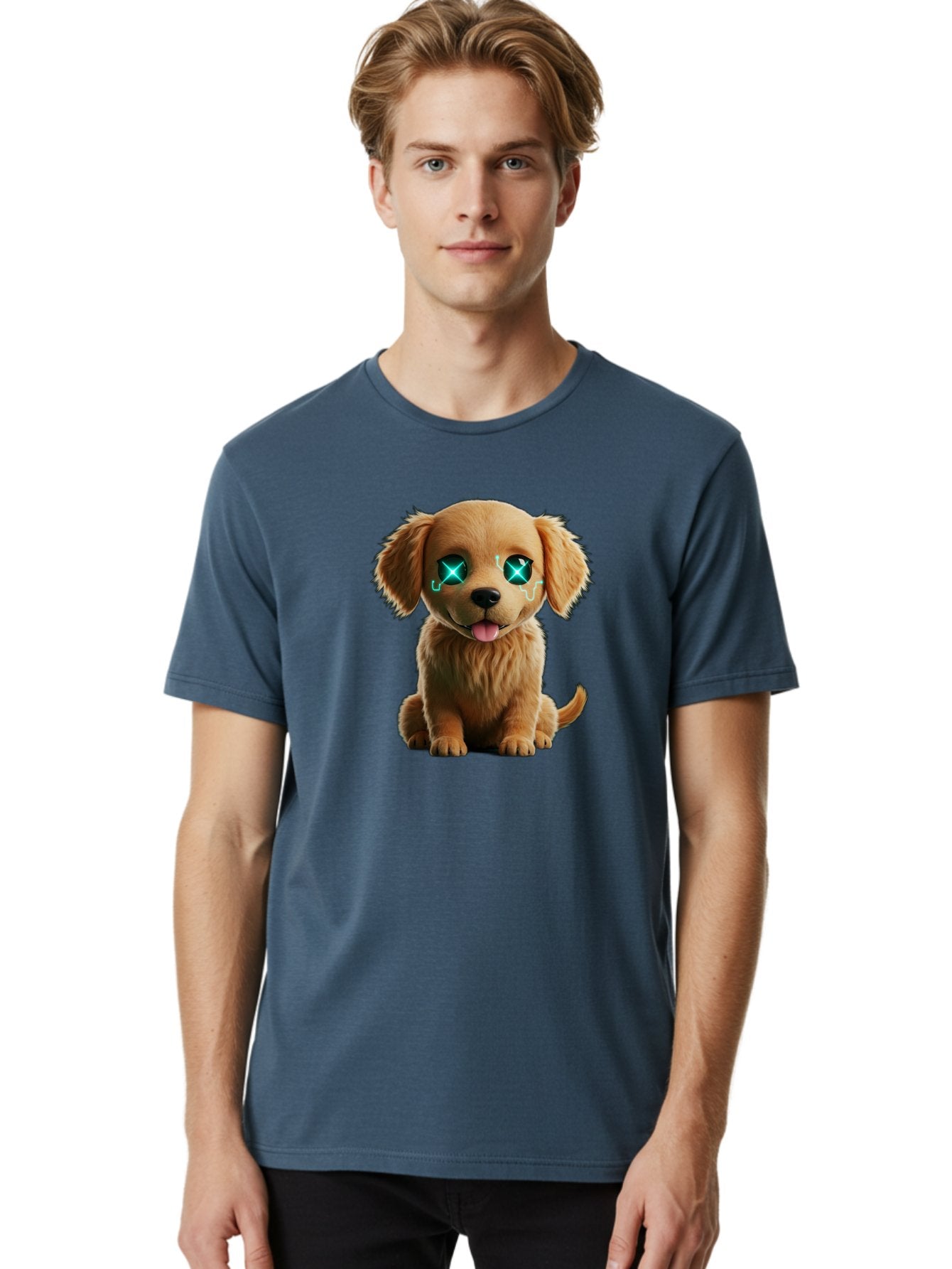 Crying-Puppy-1 Men'S Graphic Tee, 100% Cotton, Comfortable Casual Summer Wear, Machine Washable, Cute Dog, Cartoon-Style, Puppy Eyes, Sad Expression, Crying Tears, Sparkles, Digital Art, Kawaii, Adorable Animal, Funny Face Bab829 28