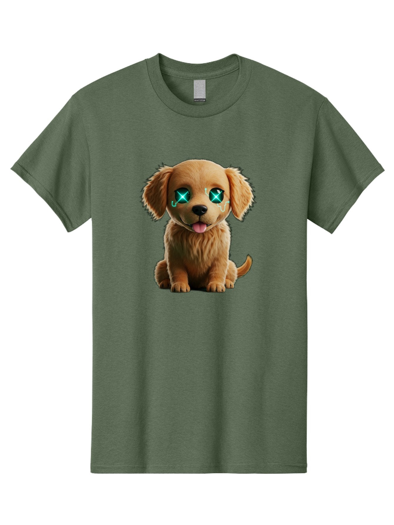 Crying-Puppy-1 Men'S Graphic Tee, 100% Cotton, Comfortable Casual Summer Wear, Machine Washable, Cute Dog, Cartoon-Style, Puppy Eyes, Sad Expression, Crying Tears, Sparkles, Digital Art, Kawaii, Adorable Animal, Funny Face Bab829