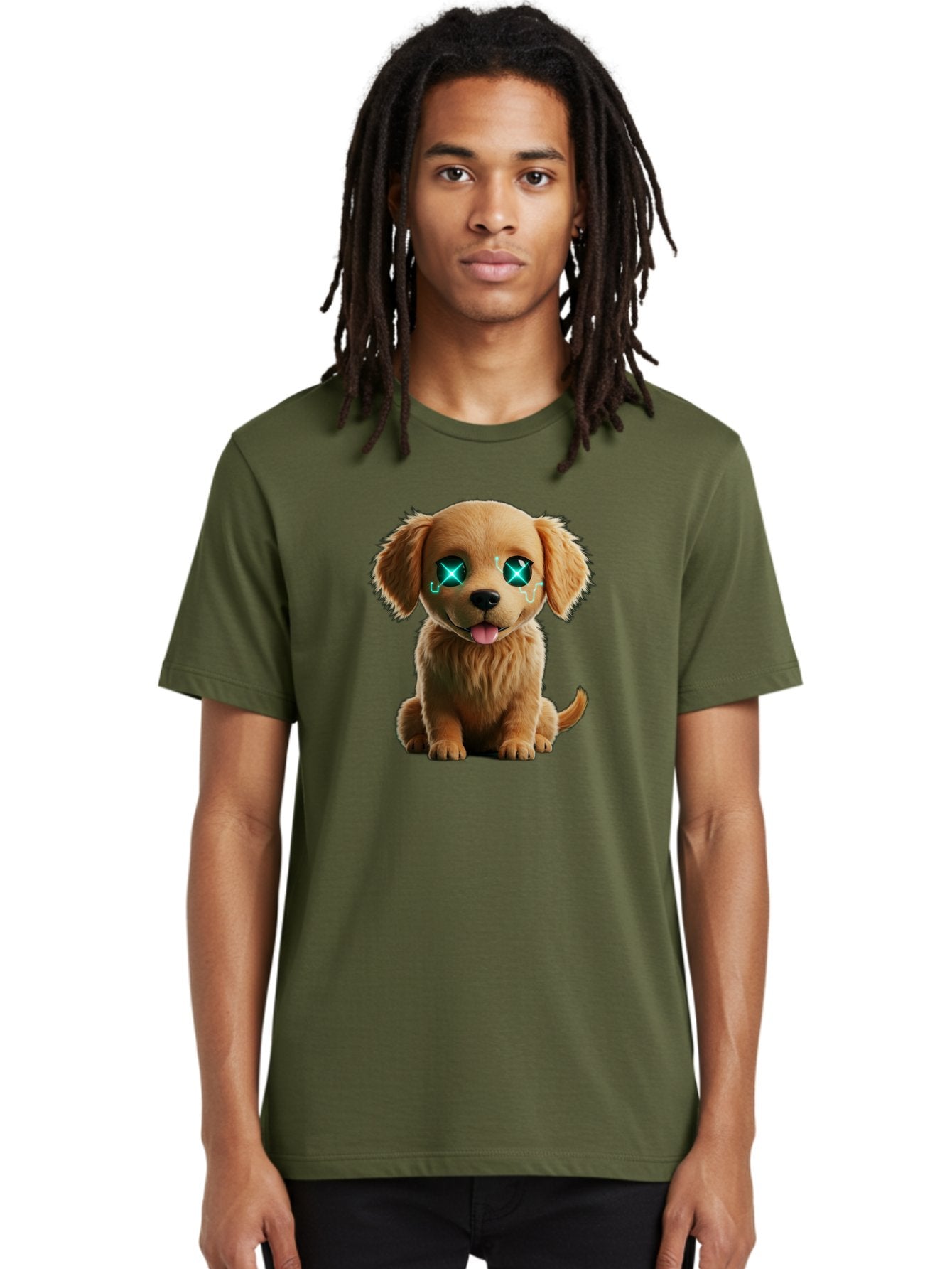 Crying-Puppy-1 Men'S Graphic Tee, 100% Cotton, Comfortable Casual Summer Wear, Machine Washable, Cute Dog, Cartoon-Style, Puppy Eyes, Sad Expression, Crying Tears, Sparkles, Digital Art, Kawaii, Adorable Animal, Funny Face Bab829 21