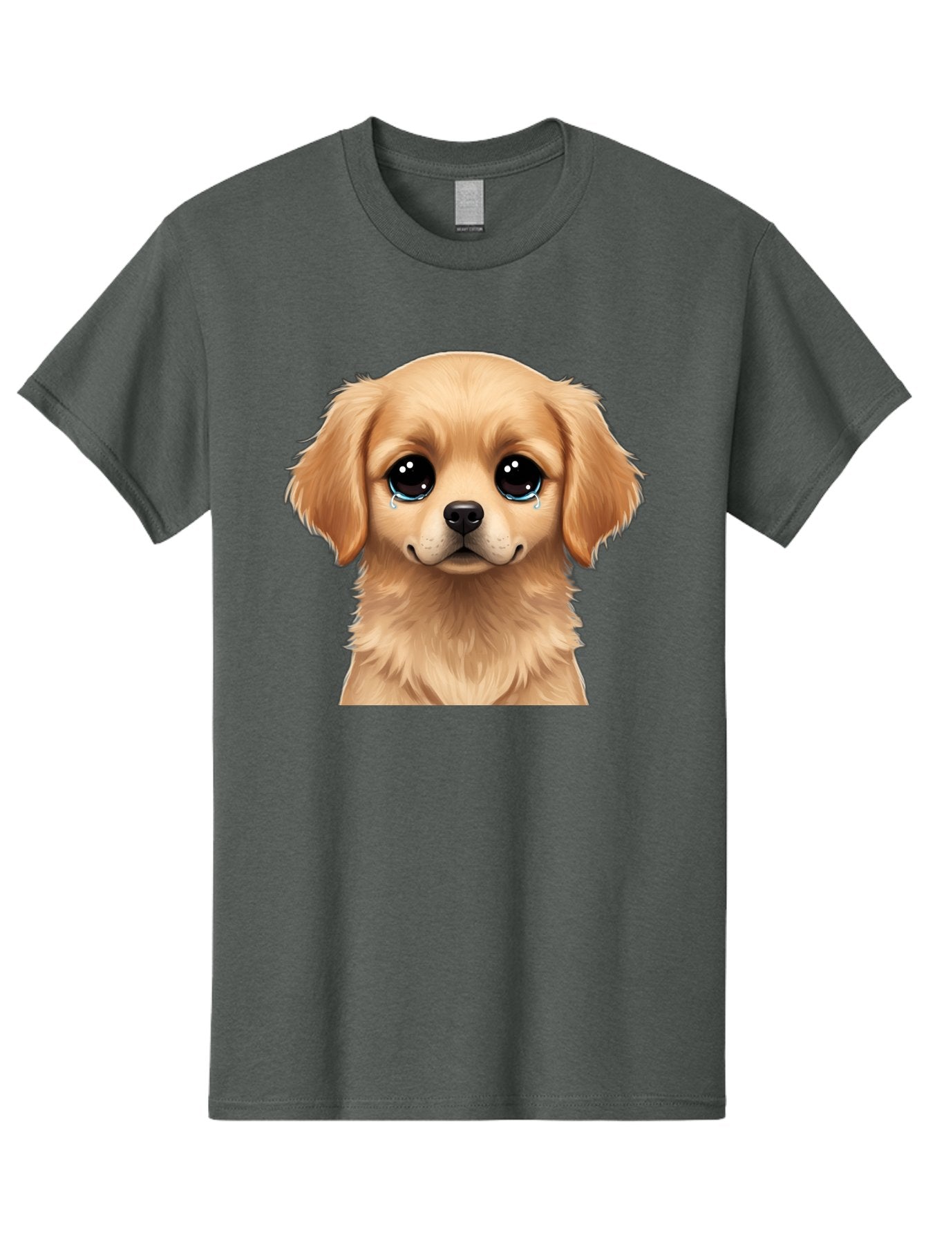 Crying-Puppy Men'S Graphic Tee, 100% Cotton, Comfortable Casual Summer Wear, Machine Washable, Sad Puppy, Crying Dog, Puppy Face, Sad Eyes, Dog Tears, Sorrowful Puppy, Adorable Puppy, Cute Dog, Dog Emotions Bab830 6