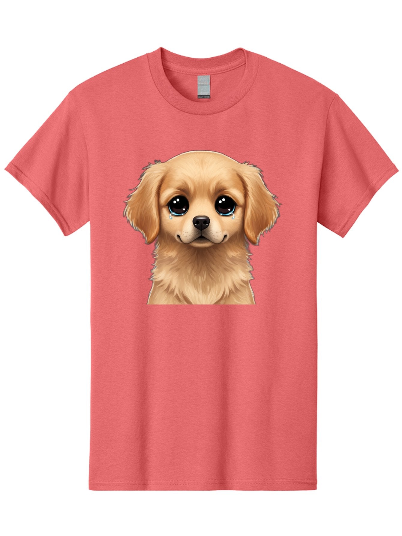 Crying-Puppy Men'S Graphic Tee, 100% Cotton, Comfortable Casual Summer Wear, Machine Washable, Sad Puppy, Crying Dog, Puppy Face, Sad Eyes, Dog Tears, Sorrowful Puppy, Adorable Puppy, Cute Dog, Dog Emotions Bab830 3