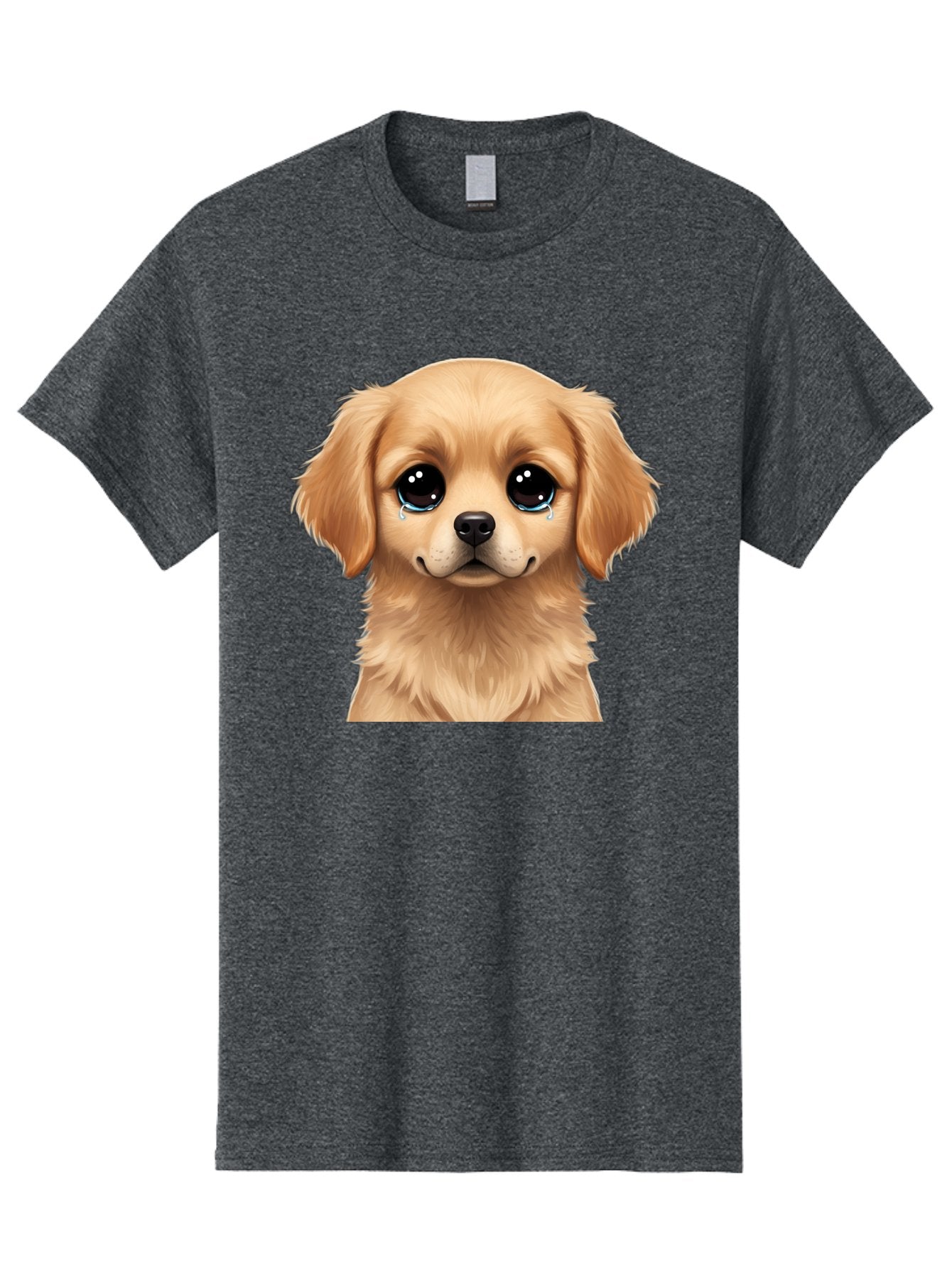 Crying-Puppy Men'S Graphic Tee, 100% Cotton, Comfortable Casual Summer Wear, Machine Washable, Sad Puppy, Crying Dog, Puppy Face, Sad Eyes, Dog Tears, Sorrowful Puppy, Adorable Puppy, Cute Dog, Dog Emotions Bab830