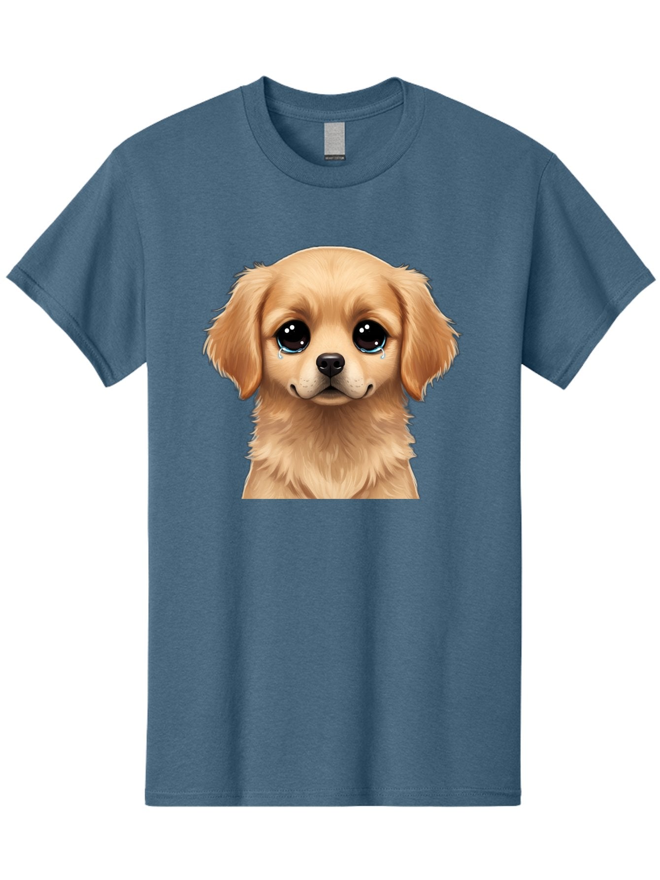 Crying-Puppy Men'S Graphic Tee, 100% Cotton, Comfortable Casual Summer Wear, Machine Washable, Sad Puppy, Crying Dog, Puppy Face, Sad Eyes, Dog Tears, Sorrowful Puppy, Adorable Puppy, Cute Dog, Dog Emotions Bab830 4