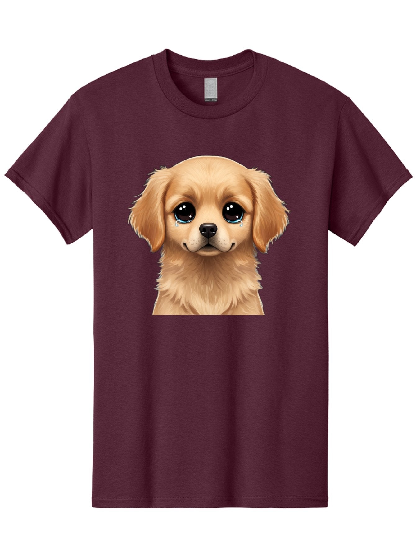 Crying-Puppy Men'S Graphic Tee, 100% Cotton, Comfortable Casual Summer Wear, Machine Washable, Sad Puppy, Crying Dog, Puppy Face, Sad Eyes, Dog Tears, Sorrowful Puppy, Adorable Puppy, Cute Dog, Dog Emotions Bab830 15
