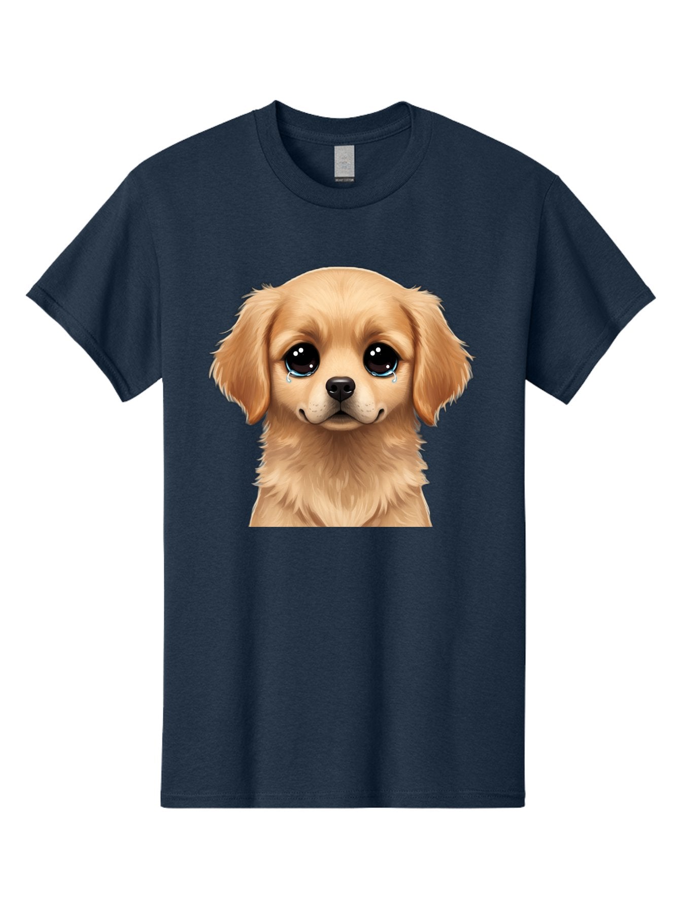 Crying-Puppy Men'S Graphic Tee, 100% Cotton, Comfortable Casual Summer Wear, Machine Washable, Sad Puppy, Crying Dog, Puppy Face, Sad Eyes, Dog Tears, Sorrowful Puppy, Adorable Puppy, Cute Dog, Dog Emotions Bab830 9