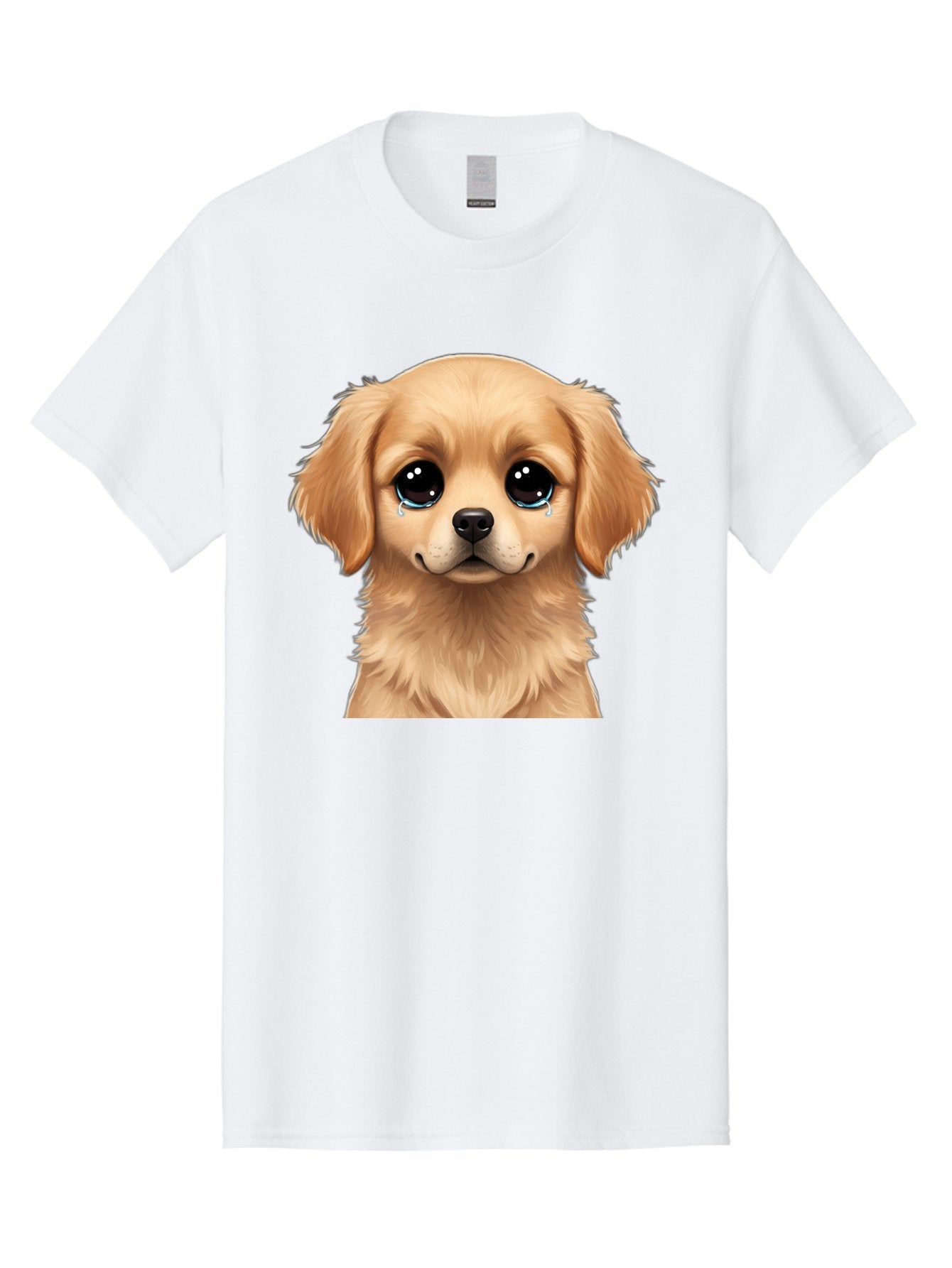 Crying-Puppy Men'S Graphic Tee, 100% Cotton, Comfortable Casual Summer Wear, Machine Washable, Sad Puppy, Crying Dog, Puppy Face, Sad Eyes, Dog Tears, Sorrowful Puppy, Adorable Puppy, Cute Dog, Dog Emotions Bab830 5