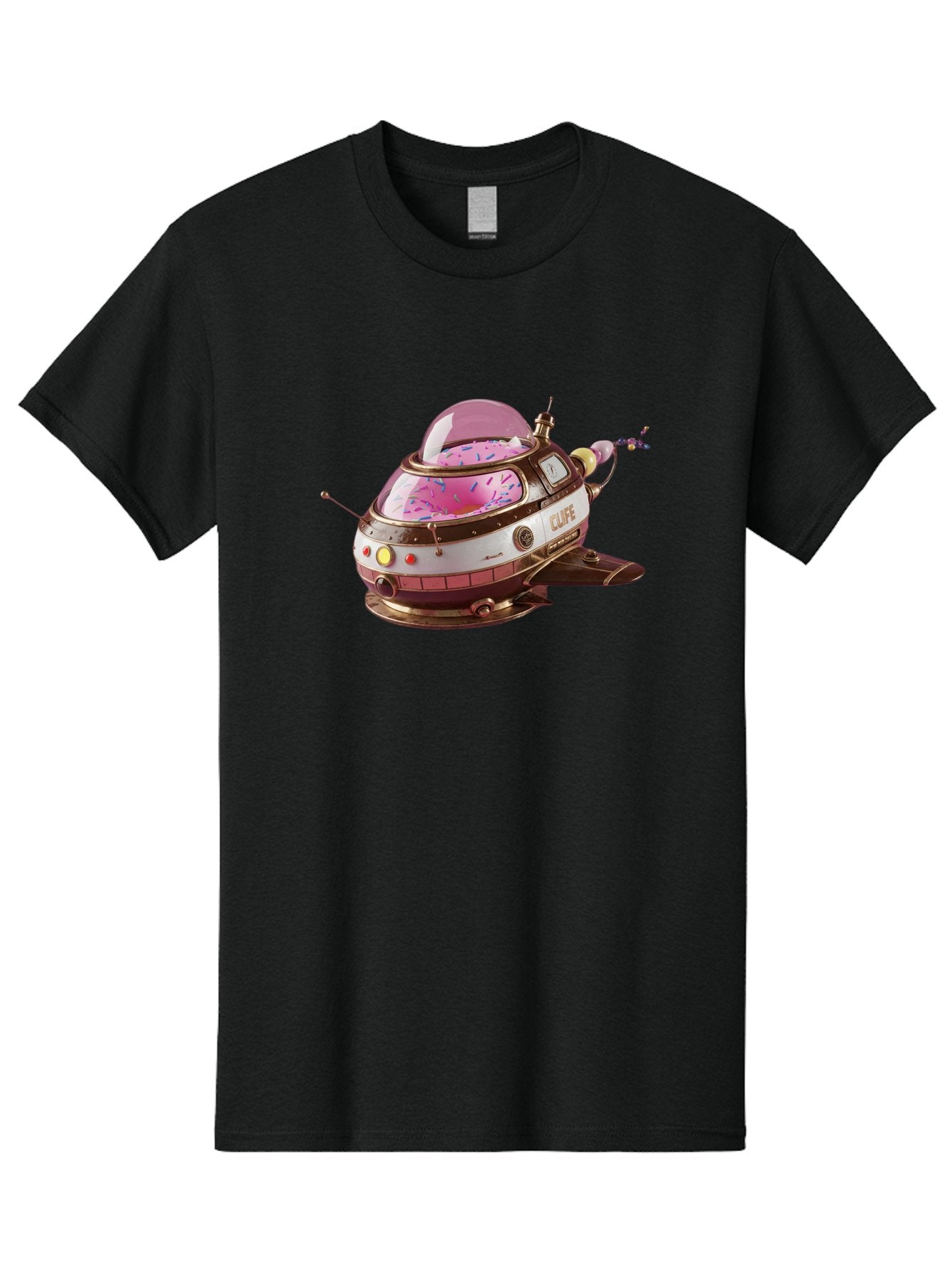 Cufe-Spacecraft Men'S Graphic Tee, 100% Cotton, Comfortable Casual Summer Wear, Machine Washable, Cupcake Spaceship, Futuristic Dessert, Whimsical Design, Sprinkles, Pink Frosting, Retro-Futuristic Style, Cartoonish Charm, Sci-Fi Treat Bab832 10