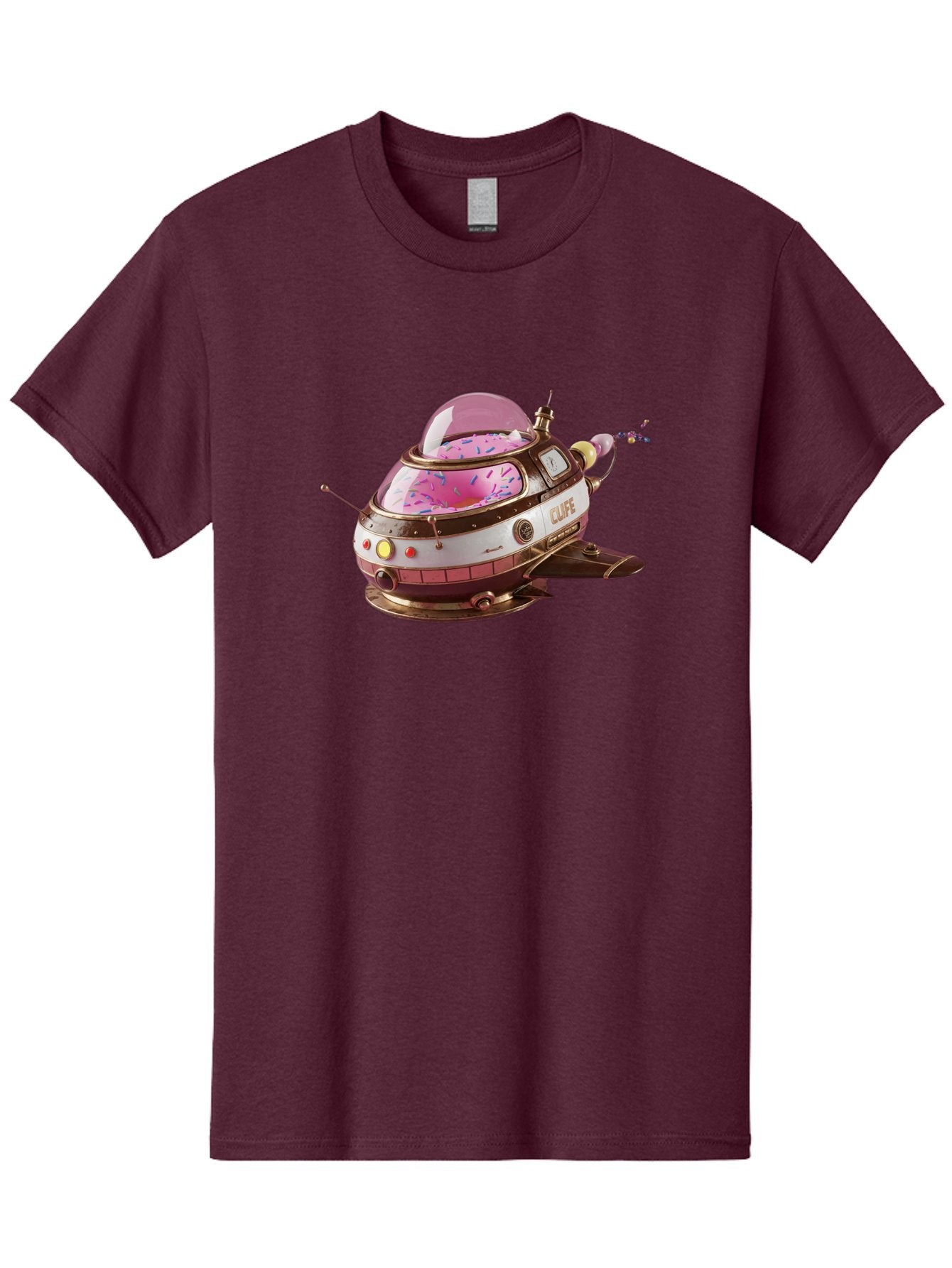Cufe-Spacecraft Men'S Graphic Tee, 100% Cotton, Comfortable Casual Summer Wear, Machine Washable, Cupcake Spaceship, Futuristic Dessert, Whimsical Design, Sprinkles, Pink Frosting, Retro-Futuristic Style, Cartoonish Charm, Sci-Fi Treat Bab832 15