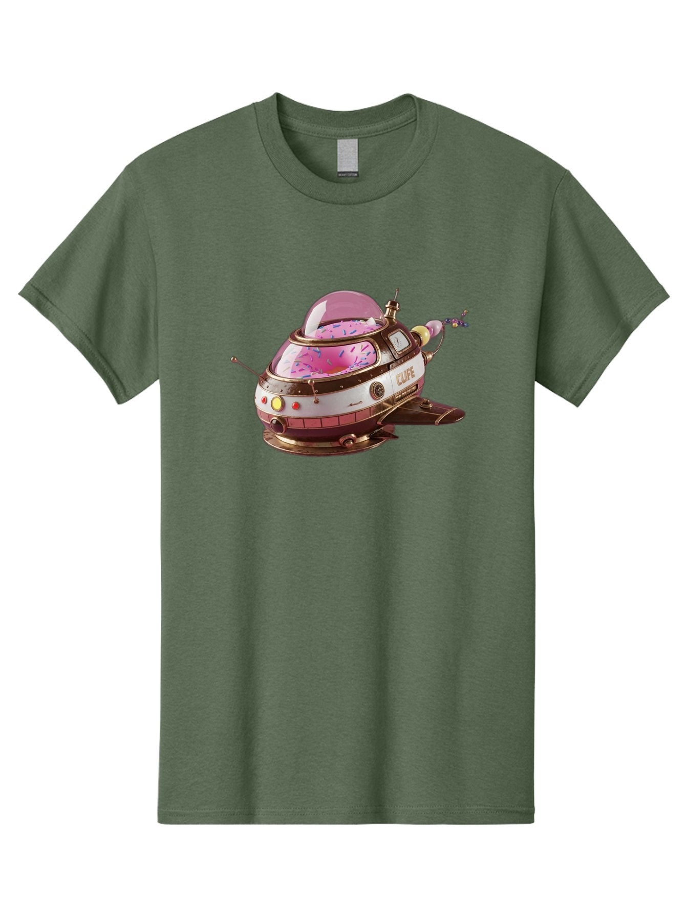 Cufe-Spacecraft Men'S Graphic Tee, 100% Cotton, Comfortable Casual Summer Wear, Machine Washable, Cupcake Spaceship, Futuristic Dessert, Whimsical Design, Sprinkles, Pink Frosting, Retro-Futuristic Style, Cartoonish Charm, Sci-Fi Treat Bab832 14