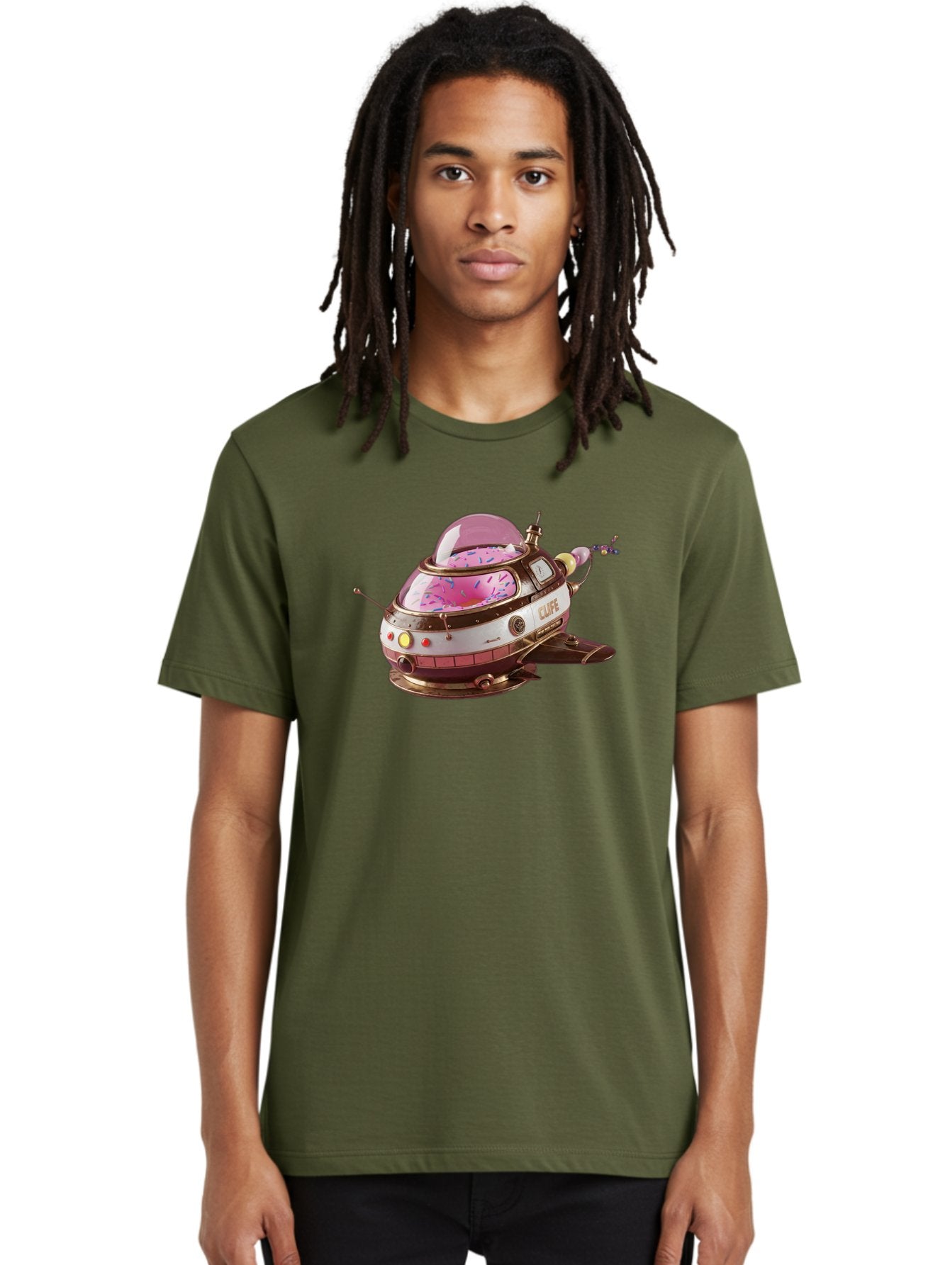 Cufe-Spacecraft Men'S Graphic Tee, 100% Cotton, Comfortable Casual Summer Wear, Machine Washable, Cupcake Spaceship, Futuristic Dessert, Whimsical Design, Sprinkles, Pink Frosting, Retro-Futuristic Style, Cartoonish Charm, Sci-Fi Treat Bab832 29