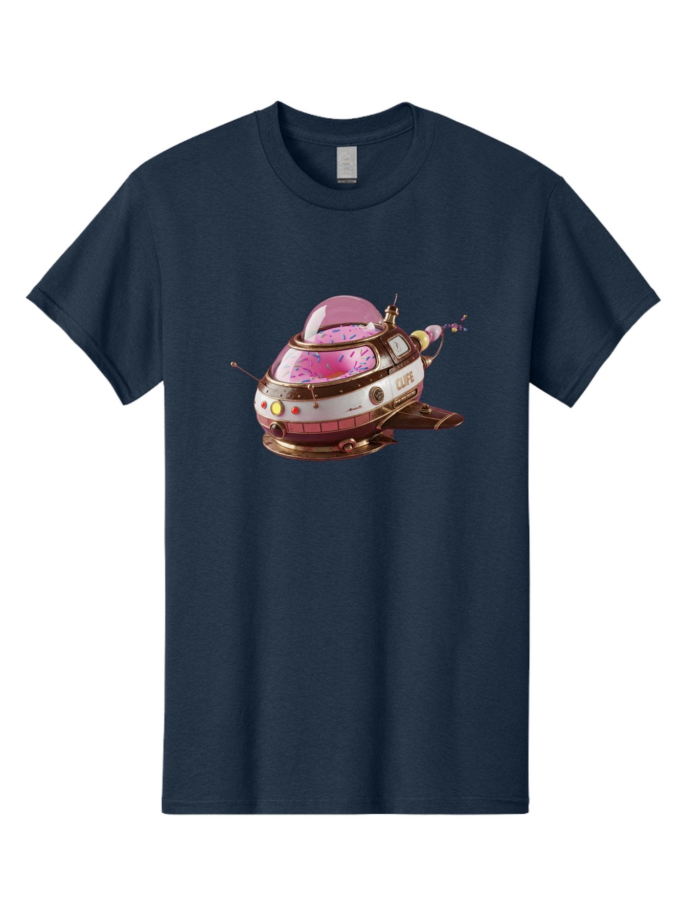 Cufe-Spacecraft Men'S Graphic Tee, 100% Cotton, Comfortable Casual Summer Wear, Machine Washable, Cupcake Spaceship, Futuristic Dessert, Whimsical Design, Sprinkles, Pink Frosting, Retro-Futuristic Style, Cartoonish Charm, Sci-Fi Treat Bab832 12