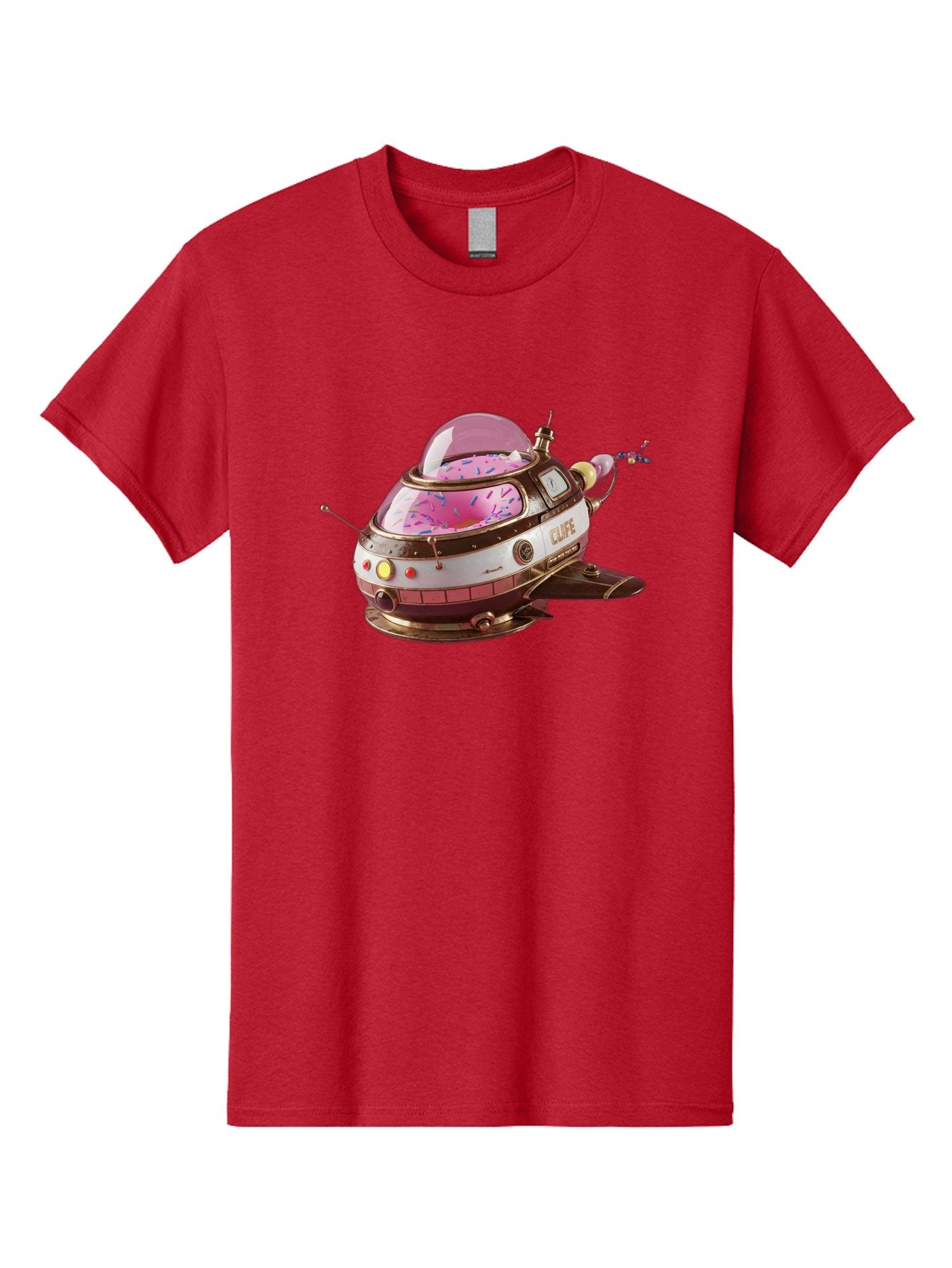 Cufe-Spacecraft Men'S Graphic Tee, 100% Cotton, Comfortable Casual Summer Wear, Machine Washable, Cupcake Spaceship, Futuristic Dessert, Whimsical Design, Sprinkles, Pink Frosting, Retro-Futuristic Style, Cartoonish Charm, Sci-Fi Treat Bab832 8