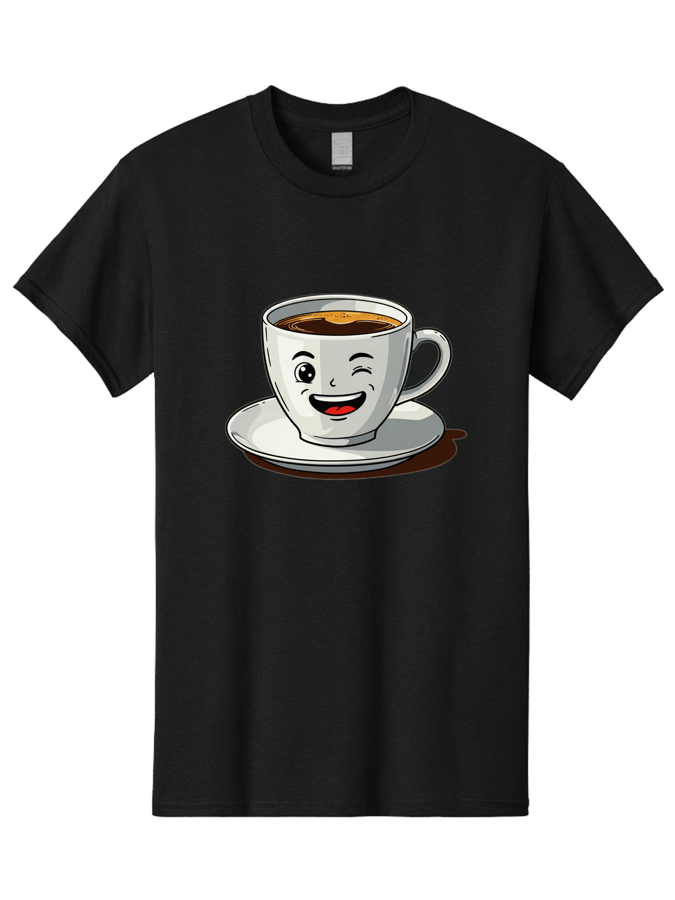 Cup-Of-Coffee-1 Men'S Graphic Tee, 100% Cotton, Comfortable Casual Summer Wear, Machine Washable, Happy Coffee Cup, Smiling Face, Coffee Time, Morning Pick-Me-Up, Caffeinated Beverage, Cartoon Character, Coffee Lover, Funny Illustration, Bab833