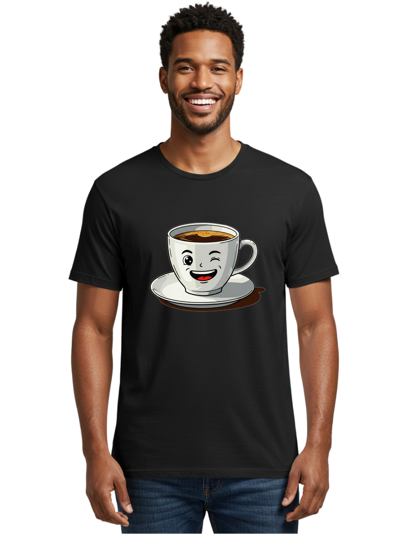 Cup-Of-Coffee-1 Men'S Graphic Tee, 100% Cotton, Comfortable Casual Summer Wear, Machine Washable, Happy Coffee Cup, Smiling Face, Coffee Time, Morning Pick-Me-Up, Caffeinated Beverage, Cartoon Character, Coffee Lover, Funny Illustration, Bab833 17
