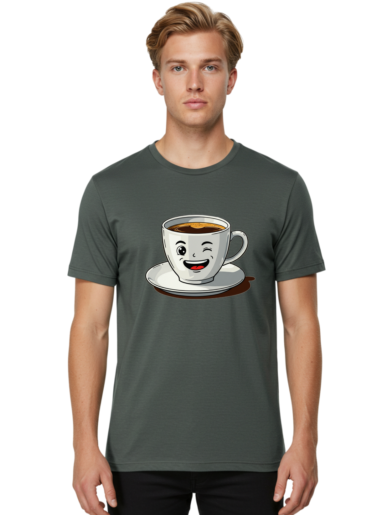 Cup-Of-Coffee-1 Men'S Graphic Tee, 100% Cotton, Comfortable Casual Summer Wear, Machine Washable, Happy Coffee Cup, Smiling Face, Coffee Time, Morning Pick-Me-Up, Caffeinated Beverage, Cartoon Character, Coffee Lover, Funny Illustration, Bab833 16