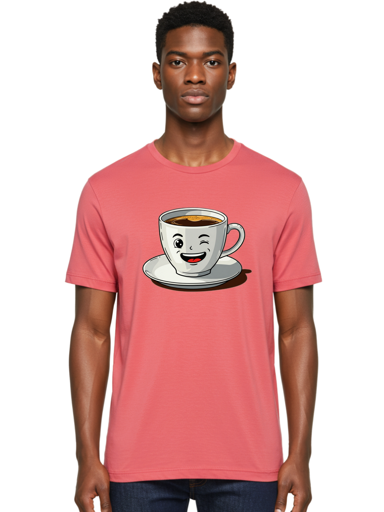 Cup-Of-Coffee-1 Men'S Graphic Tee, 100% Cotton, Comfortable Casual Summer Wear, Machine Washable, Happy Coffee Cup, Smiling Face, Coffee Time, Morning Pick-Me-Up, Caffeinated Beverage, Cartoon Character, Coffee Lover, Funny Illustration, Bab833 29