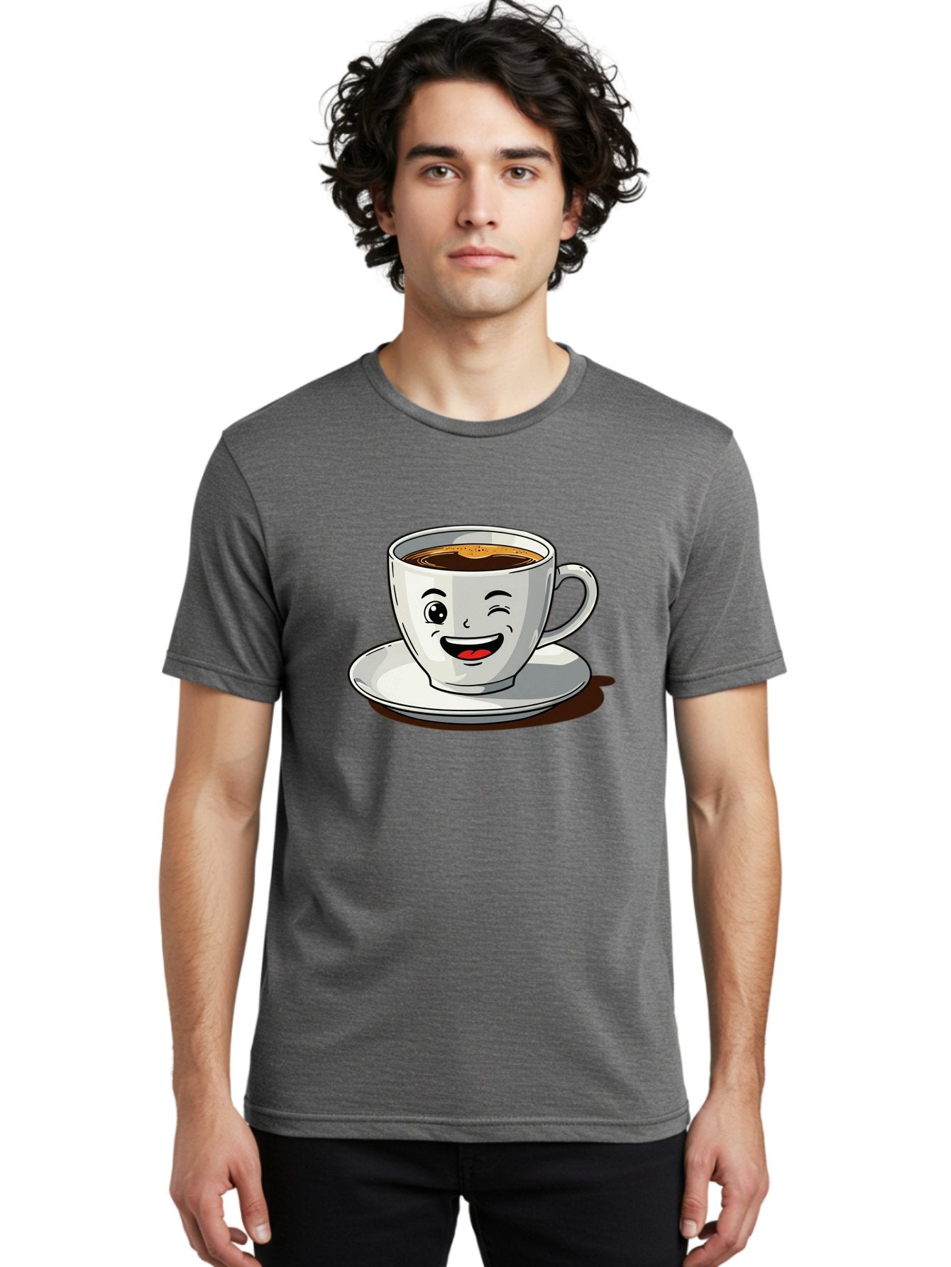 Cup-Of-Coffee-1 Men'S Graphic Tee, 100% Cotton, Comfortable Casual Summer Wear, Machine Washable, Happy Coffee Cup, Smiling Face, Coffee Time, Morning Pick-Me-Up, Caffeinated Beverage, Cartoon Character, Coffee Lover, Funny Illustration, Bab833 27