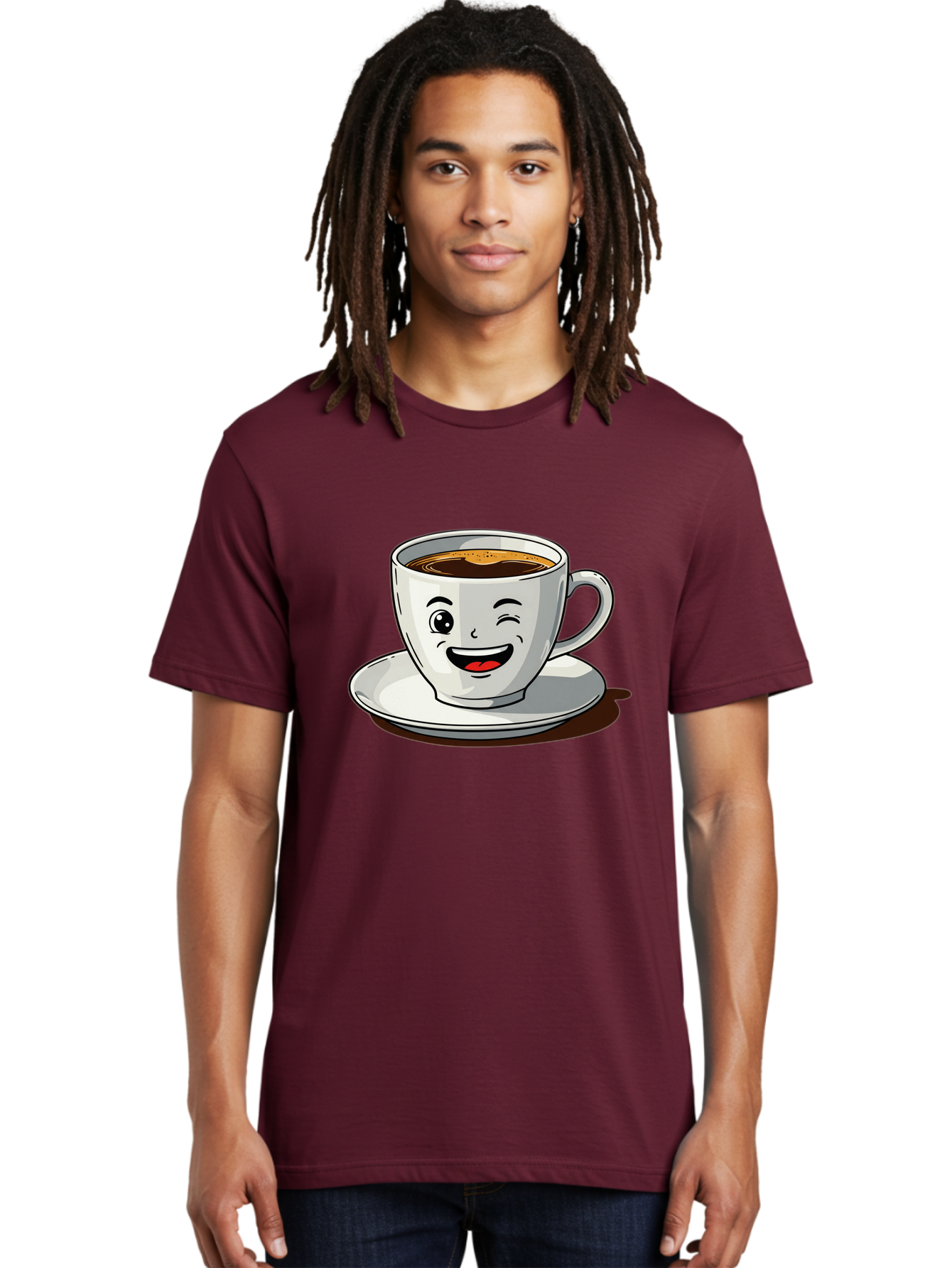 Cup-Of-Coffee-1 Men'S Graphic Tee, 100% Cotton, Comfortable Casual Summer Wear, Machine Washable, Happy Coffee Cup, Smiling Face, Coffee Time, Morning Pick-Me-Up, Caffeinated Beverage, Cartoon Character, Coffee Lover, Funny Illustration, Bab833 20