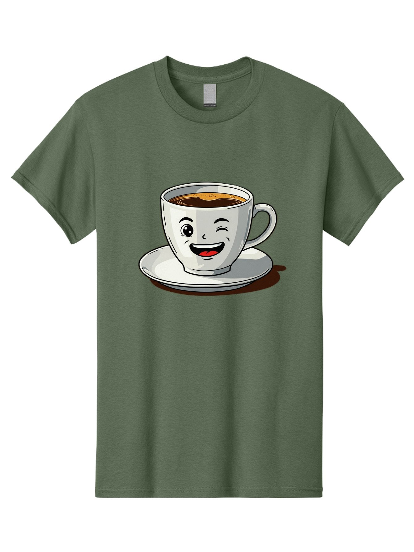 Cup-Of-Coffee-1 Men'S Graphic Tee, 100% Cotton, Comfortable Casual Summer Wear, Machine Washable, Happy Coffee Cup, Smiling Face, Coffee Time, Morning Pick-Me-Up, Caffeinated Beverage, Cartoon Character, Coffee Lover, Funny Illustration, Bab833 3