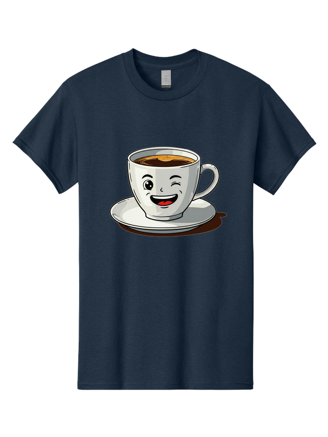 Cup-Of-Coffee-1 Men'S Graphic Tee, 100% Cotton, Comfortable Casual Summer Wear, Machine Washable, Happy Coffee Cup, Smiling Face, Coffee Time, Morning Pick-Me-Up, Caffeinated Beverage, Cartoon Character, Coffee Lover, Funny Illustration, Bab833 3
