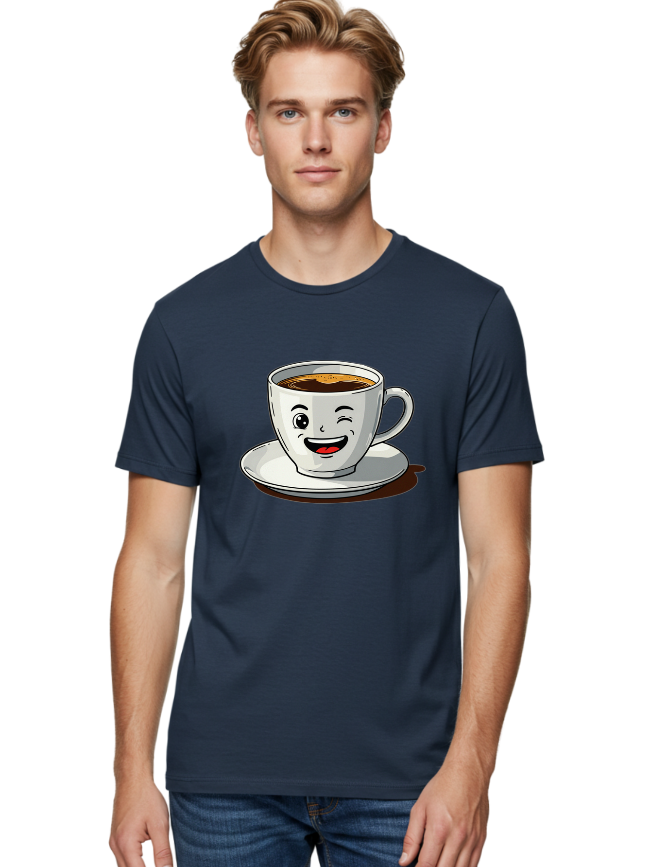 Cup-Of-Coffee-1 Men'S Graphic Tee, 100% Cotton, Comfortable Casual Summer Wear, Machine Washable, Happy Coffee Cup, Smiling Face, Coffee Time, Morning Pick-Me-Up, Caffeinated Beverage, Cartoon Character, Coffee Lover, Funny Illustration, Bab833 18