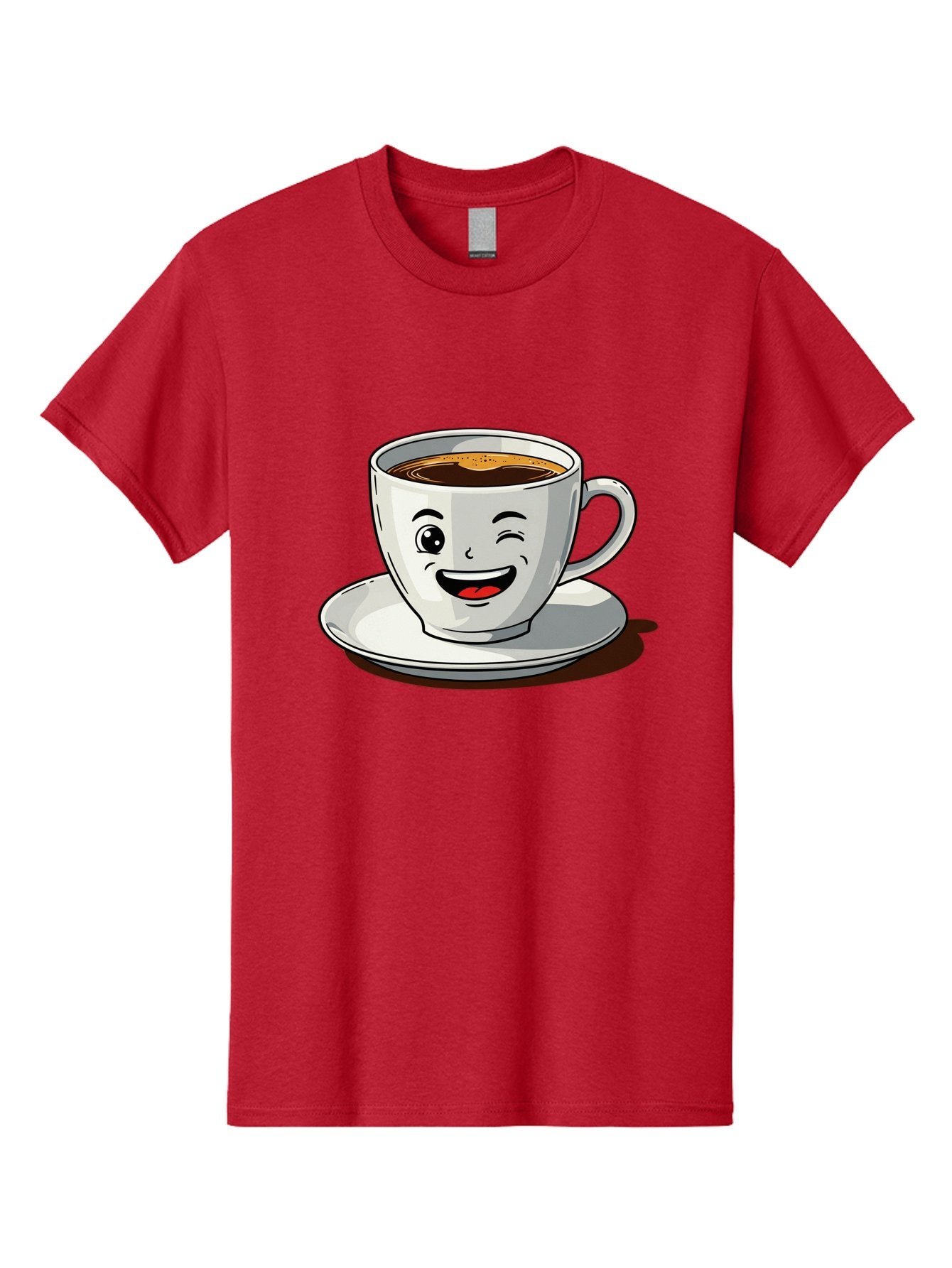 Cup-Of-Coffee-1 Men'S Graphic Tee, 100% Cotton, Comfortable Casual Summer Wear, Machine Washable, Happy Coffee Cup, Smiling Face, Coffee Time, Morning Pick-Me-Up, Caffeinated Beverage, Cartoon Character, Coffee Lover, Funny Illustration, Bab833