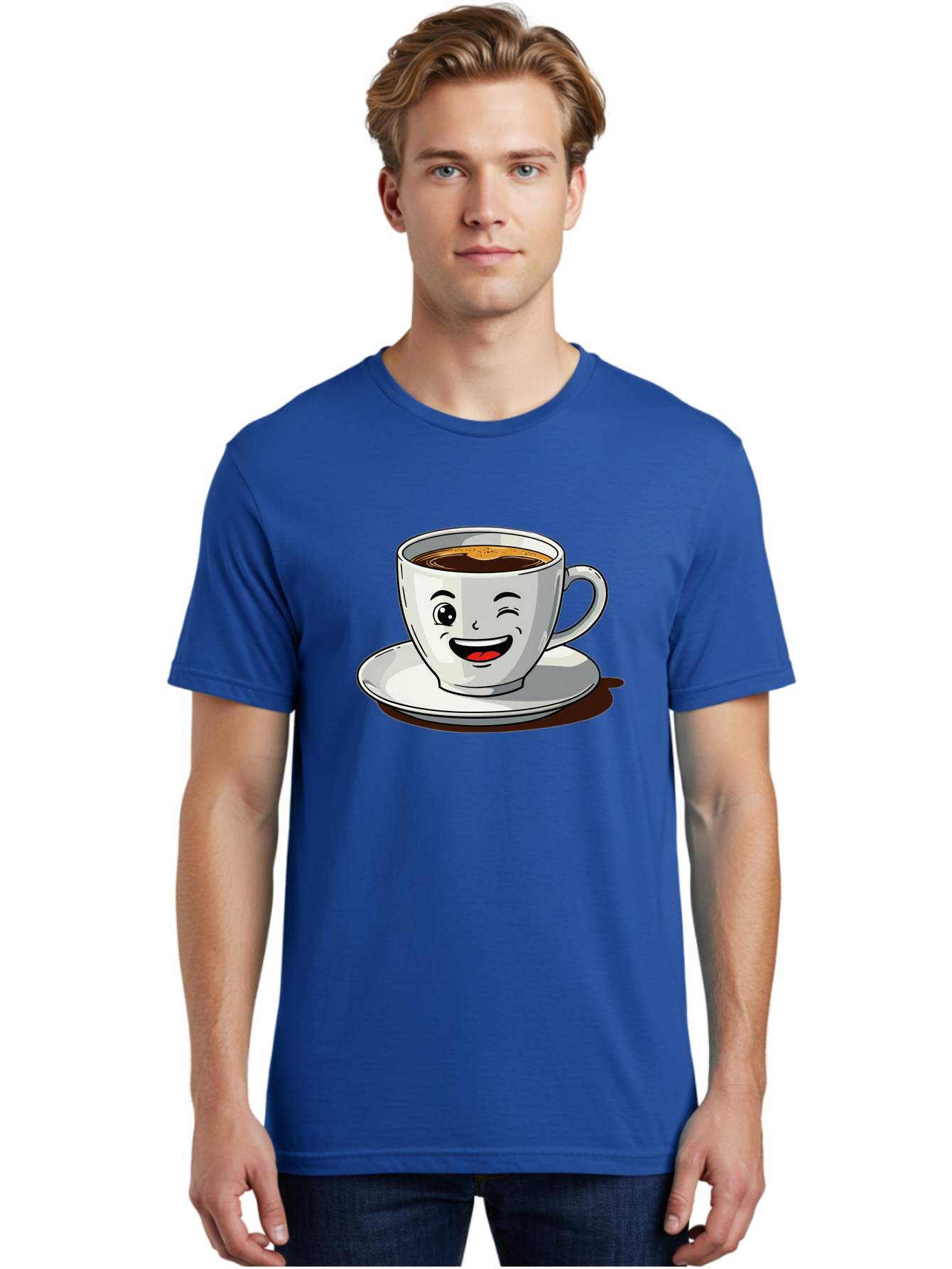 Cup-Of-Coffee-1 Men'S Graphic Tee, 100% Cotton, Comfortable Casual Summer Wear, Machine Washable, Happy Coffee Cup, Smiling Face, Coffee Time, Morning Pick-Me-Up, Caffeinated Beverage, Cartoon Character, Coffee Lover, Funny Illustration, Bab833 27