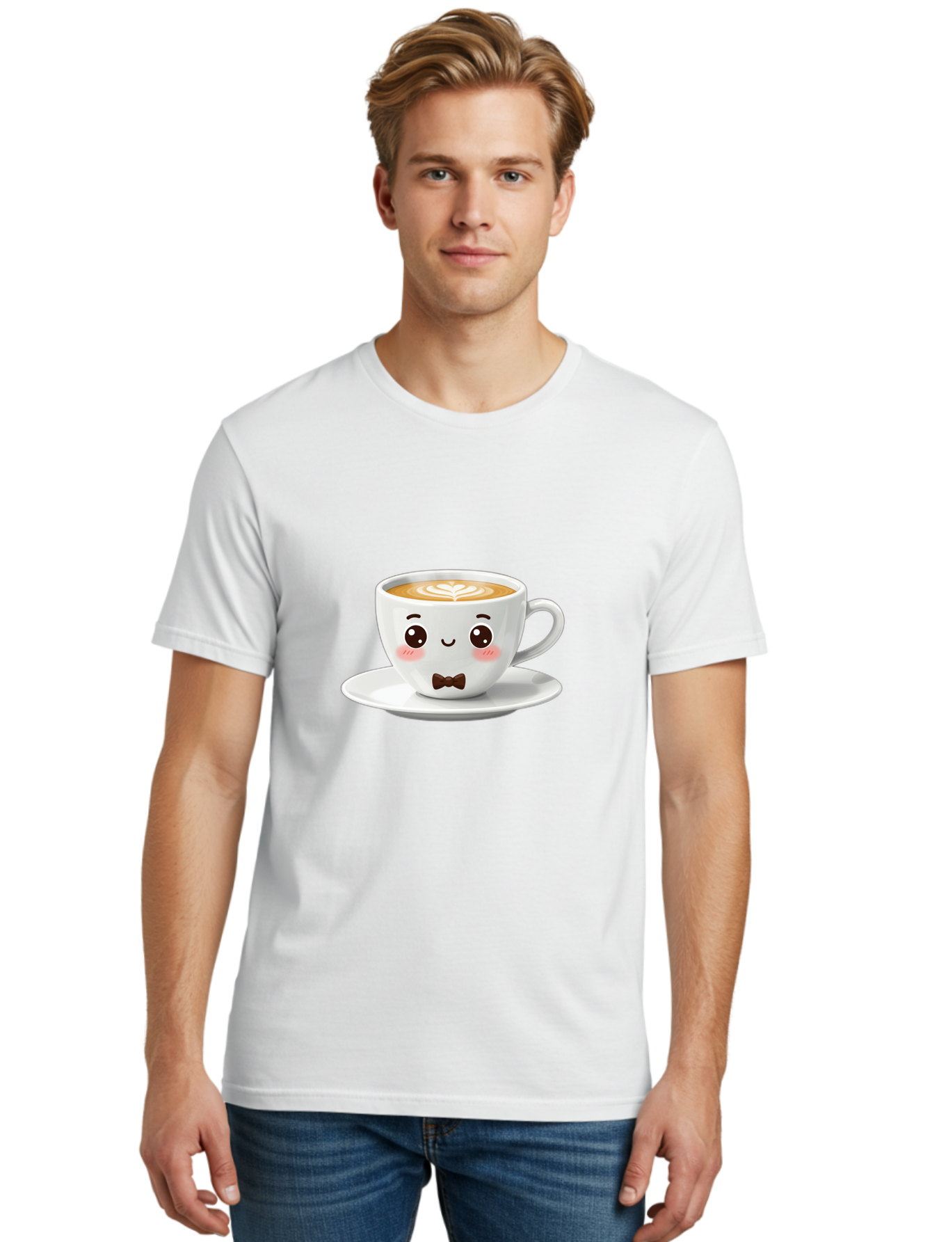 Cup-Of-Coffee-2 Men'S Graphic Tee, 100% Cotton, Comfortable Casual Summer Wear, Machine Washable, Cute Coffee Cup, Cartoon Character, Latte Art, Coffee Lover, Morning Pick-Me-Up, Adorable Design, Coffee Culture, Espresso, Bab834 22