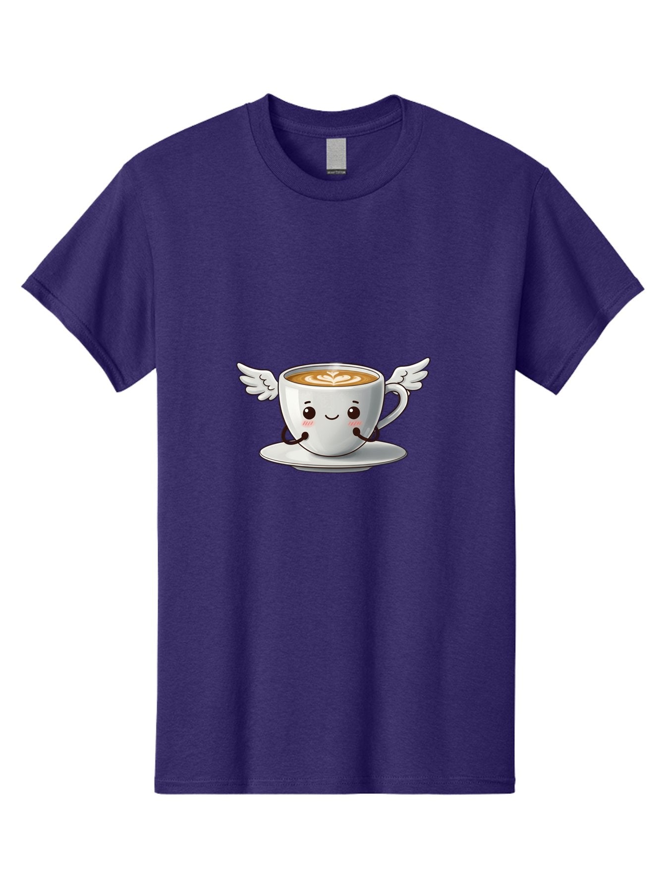 Cup-Of-Coffee-3 Men'S Graphic Tee, 100% Cotton, Comfortable Casual Summer Wear, Machine Washable, Cartoon Coffee Cup, Latte Art, Wings On Coffee Cup, Smiling Coffee, Kawaii Coffee, Cute Coffee, Coffee Character, Coffee Art, Happy Coffee Bab835 12