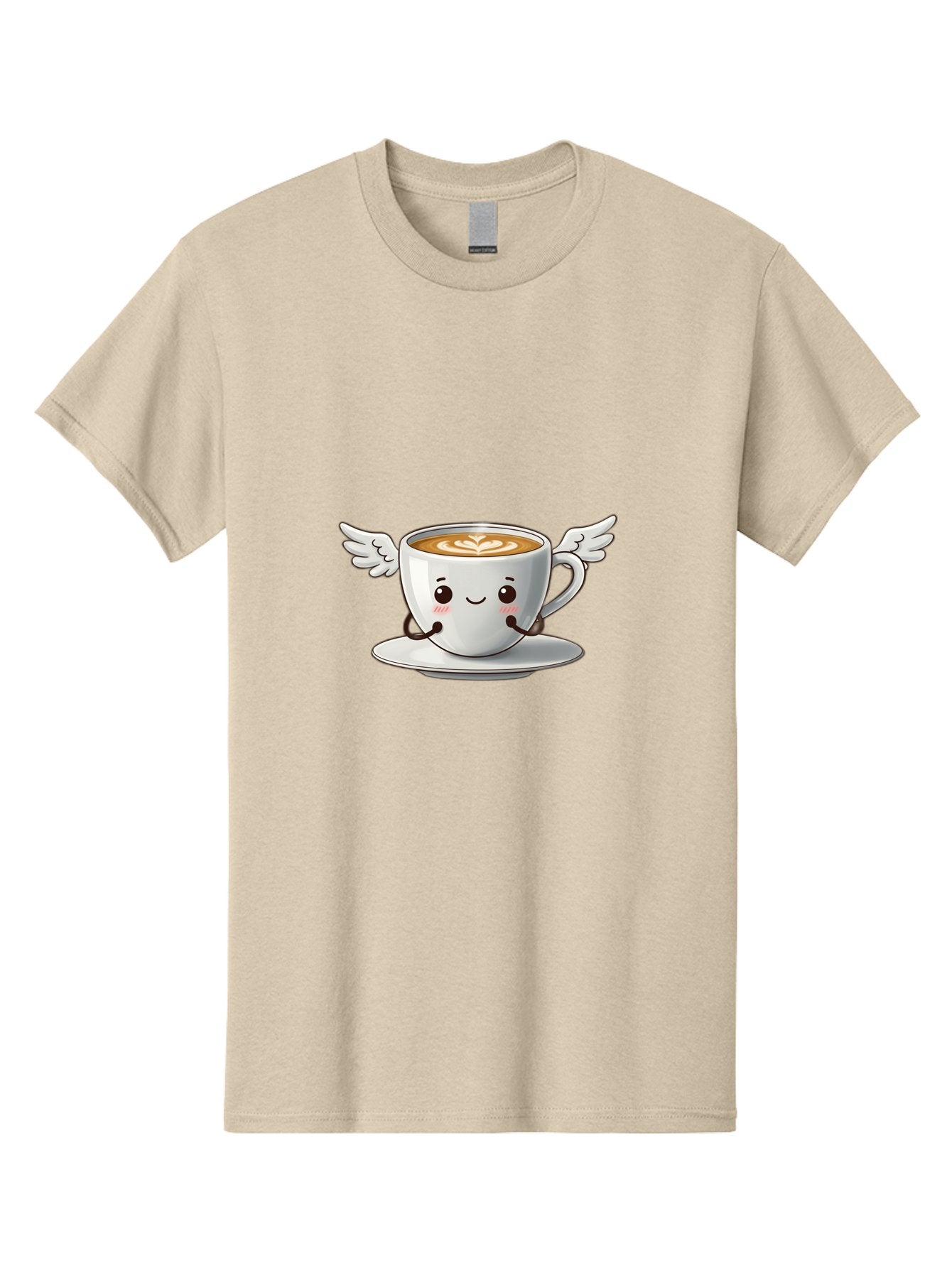 Cup-Of-Coffee-3 Men'S Graphic Tee, 100% Cotton, Comfortable Casual Summer Wear, Machine Washable, Cartoon Coffee Cup, Latte Art, Wings On Coffee Cup, Smiling Coffee, Kawaii Coffee, Cute Coffee, Coffee Character, Coffee Art, Happy Coffee Bab835