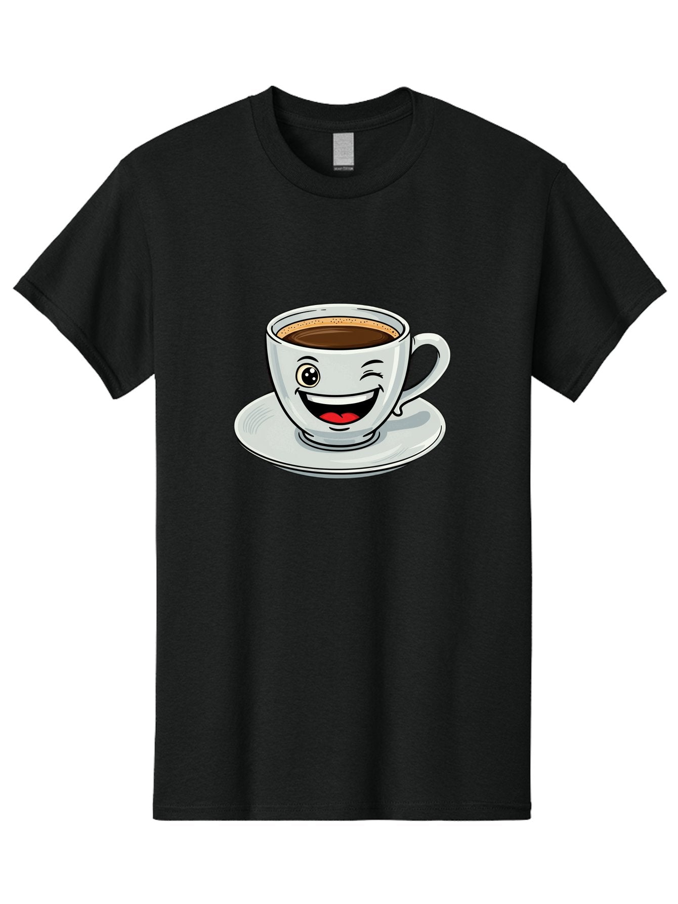 Cup-Of-Coffee Men'S Graphic Tee, 100% Cotton, Comfortable Casual Summer Wear, Machine Washable, Coffee Cup, Cartoon Character, Smiling Face, Happy Expression, Coffee Lover, Morning Pick-Me-Up, Coffee Break, Funny Illustration, Winking Eye Bab840 7