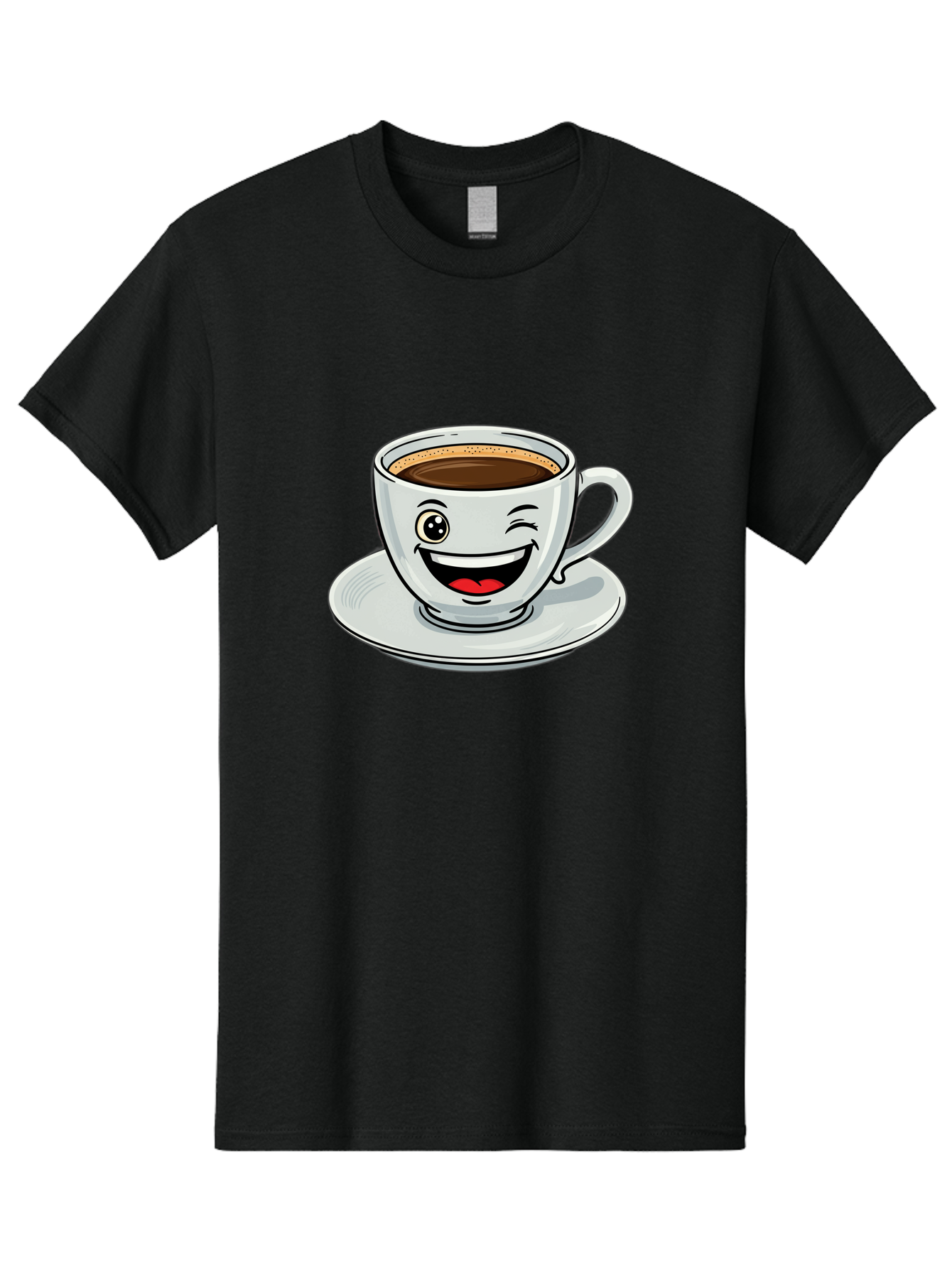 Cup-Of-Coffee Men'S Graphic Tee, 100% Cotton, Comfortable Casual Summer Wear, Machine Washable, Coffee Cup, Cartoon Character, Smiling Face, Happy Expression, Coffee Lover, Morning Pick-Me-Up, Coffee Break, Funny Illustration, Winking Eye Bab840 13