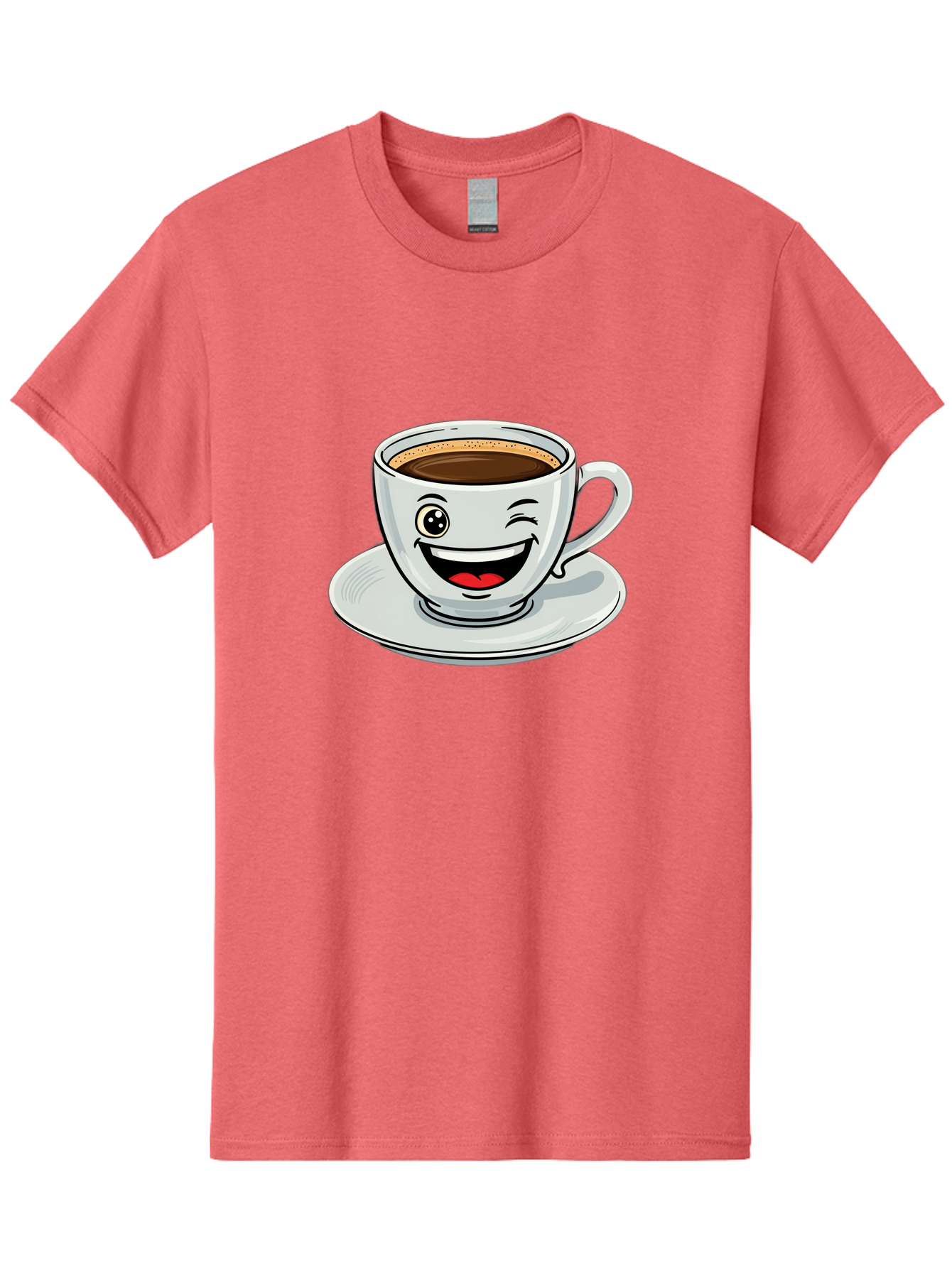 Cup-Of-Coffee Men'S Graphic Tee, 100% Cotton, Comfortable Casual Summer Wear, Machine Washable, Coffee Cup, Cartoon Character, Smiling Face, Happy Expression, Coffee Lover, Morning Pick-Me-Up, Coffee Break, Funny Illustration, Winking Eye Bab840 7