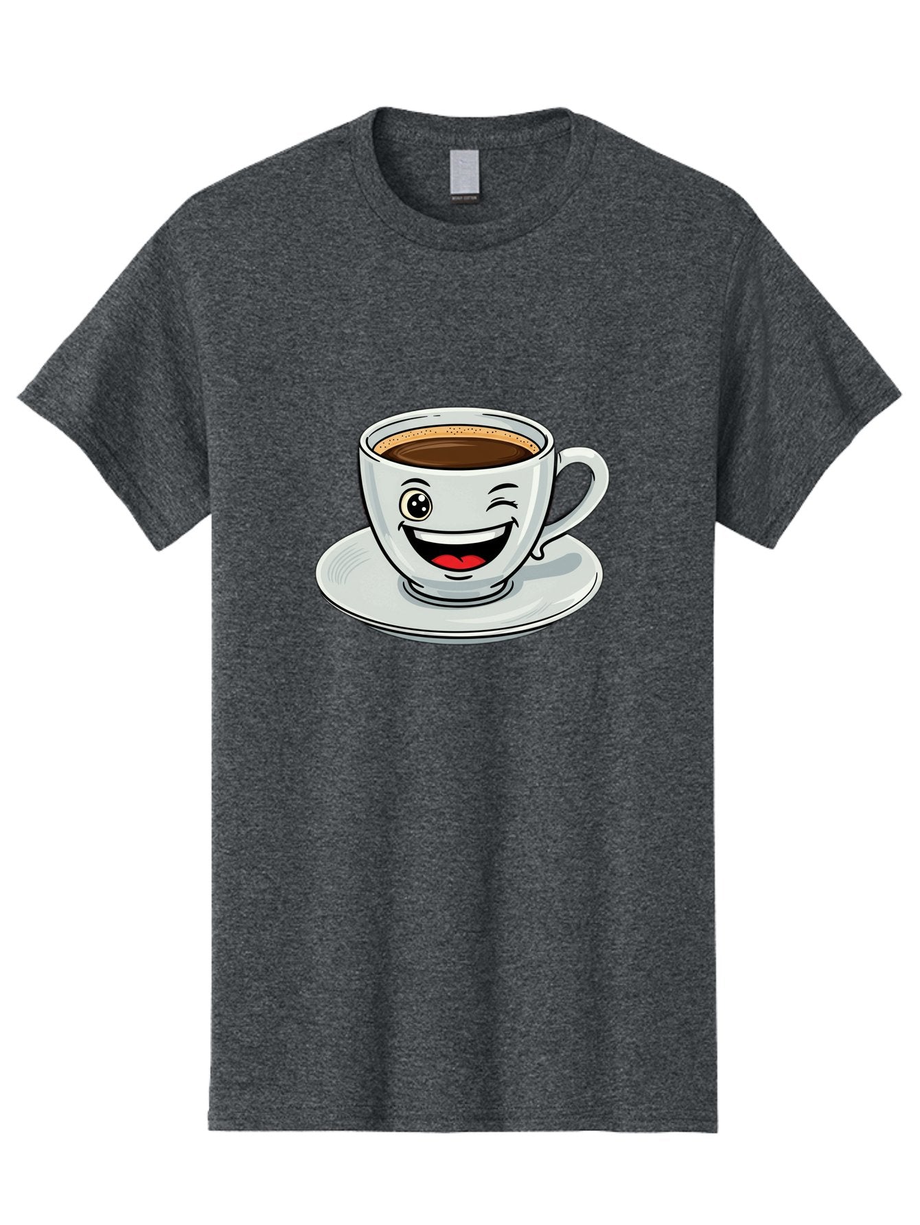 Cup-Of-Coffee Men'S Graphic Tee, 100% Cotton, Comfortable Casual Summer Wear, Machine Washable, Coffee Cup, Cartoon Character, Smiling Face, Happy Expression, Coffee Lover, Morning Pick-Me-Up, Coffee Break, Funny Illustration, Winking Eye Bab840 8