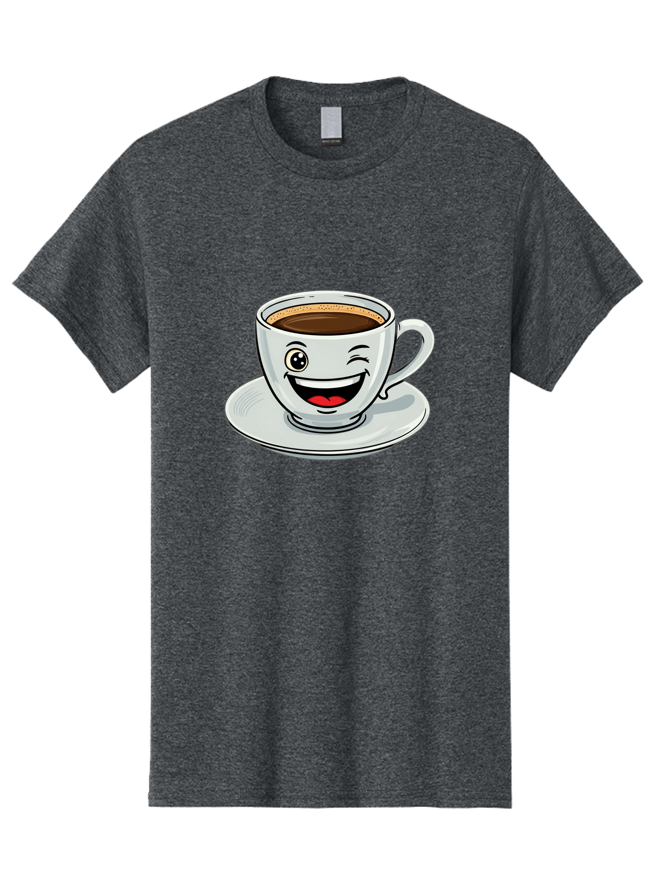Cup-Of-Coffee Men'S Graphic Tee, 100% Cotton, Comfortable Casual Summer Wear, Machine Washable, Coffee Cup, Cartoon Character, Smiling Face, Happy Expression, Coffee Lover, Morning Pick-Me-Up, Coffee Break, Funny Illustration, Winking Eye Bab840 6