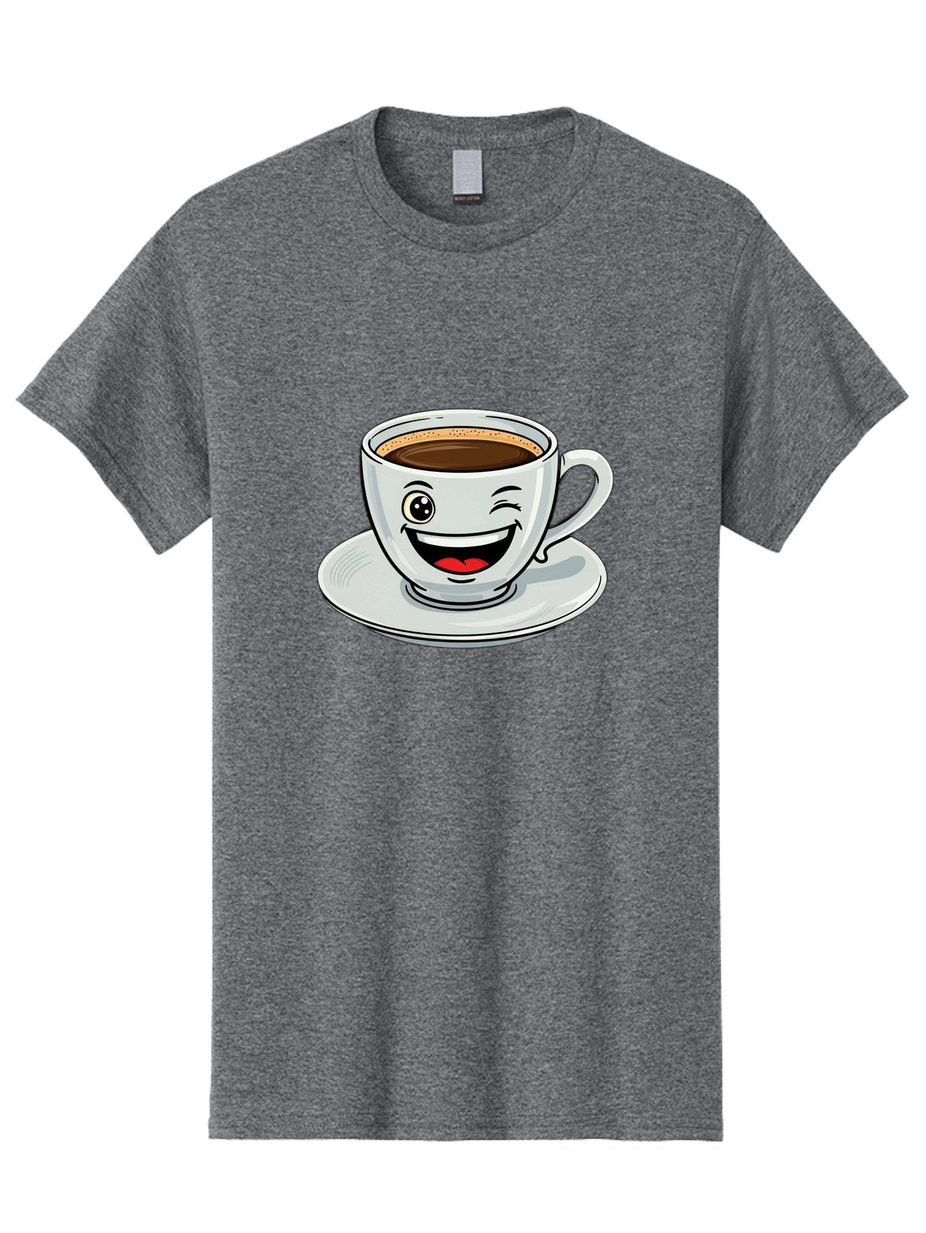 Cup-Of-Coffee Men'S Graphic Tee, 100% Cotton, Comfortable Casual Summer Wear, Machine Washable, Coffee Cup, Cartoon Character, Smiling Face, Happy Expression, Coffee Lover, Morning Pick-Me-Up, Coffee Break, Funny Illustration, Winking Eye Bab840 13