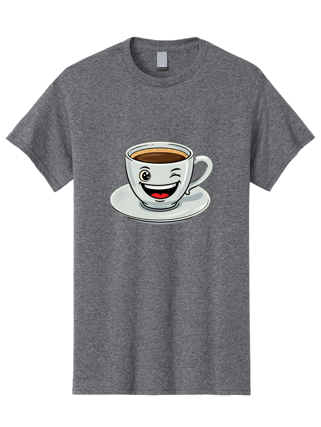 Cup-Of-Coffee Men'S Graphic Tee, 100% Cotton, Comfortable Casual Summer Wear, Machine Washable, Coffee Cup, Cartoon Character, Smiling Face, Happy Expression, Coffee Lover, Morning Pick-Me-Up, Coffee Break, Funny Illustration, Winking Eye Bab840 15
