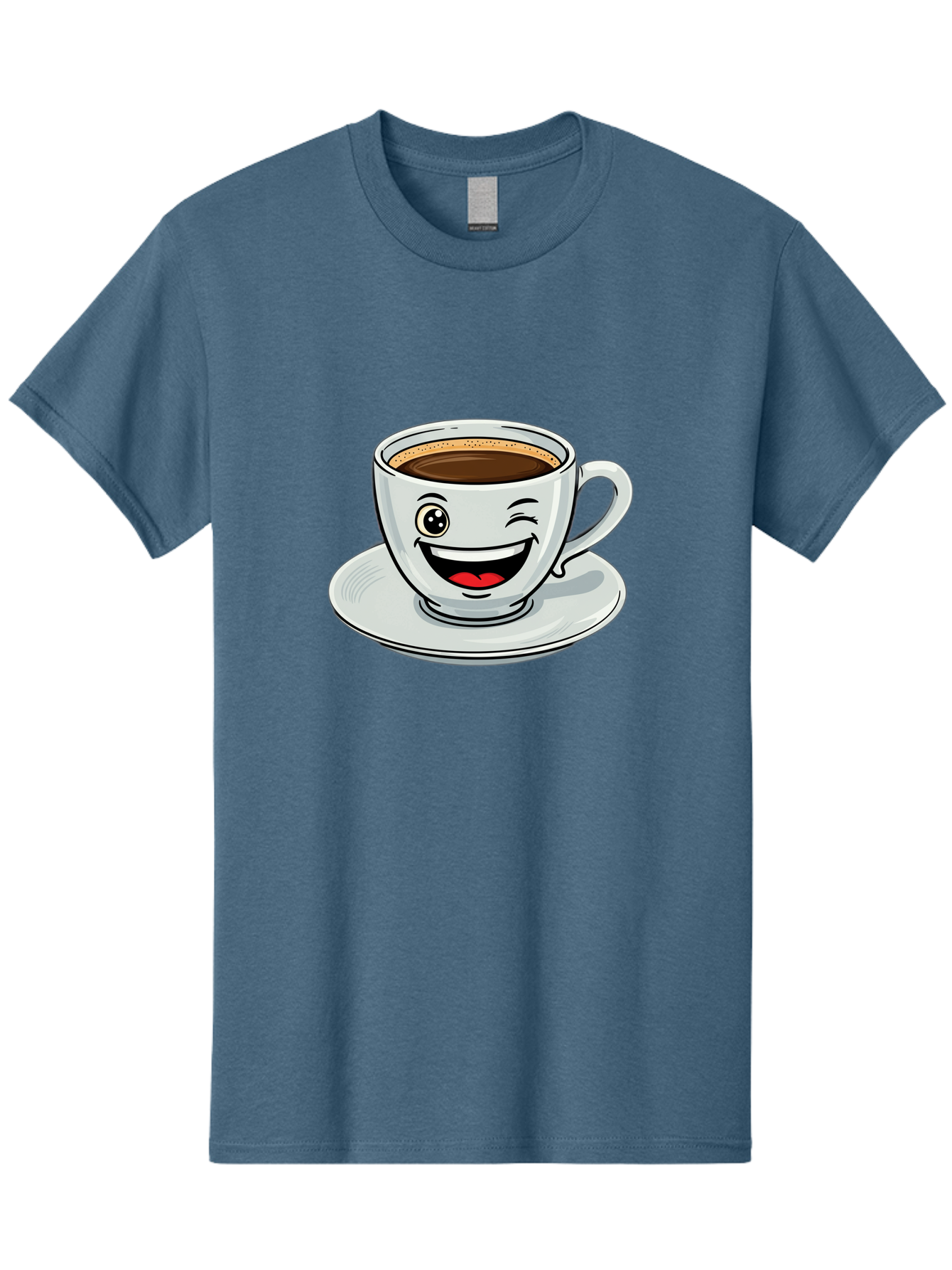 Cup-Of-Coffee Men'S Graphic Tee, 100% Cotton, Comfortable Casual Summer Wear, Machine Washable, Coffee Cup, Cartoon Character, Smiling Face, Happy Expression, Coffee Lover, Morning Pick-Me-Up, Coffee Break, Funny Illustration, Winking Eye Bab840 10