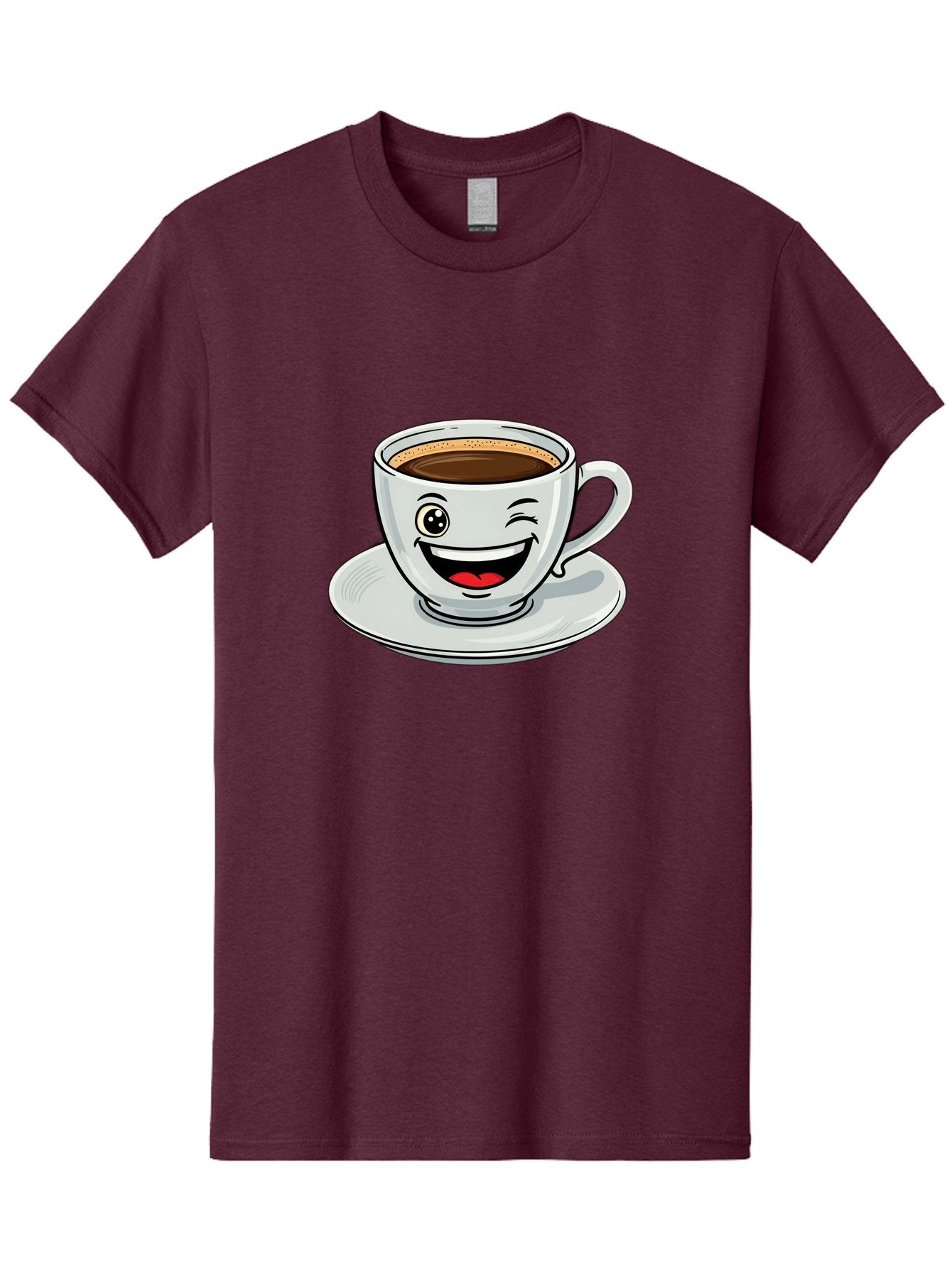 Cup-Of-Coffee Men'S Graphic Tee, 100% Cotton, Comfortable Casual Summer Wear, Machine Washable, Coffee Cup, Cartoon Character, Smiling Face, Happy Expression, Coffee Lover, Morning Pick-Me-Up, Coffee Break, Funny Illustration, Winking Eye Bab840 14