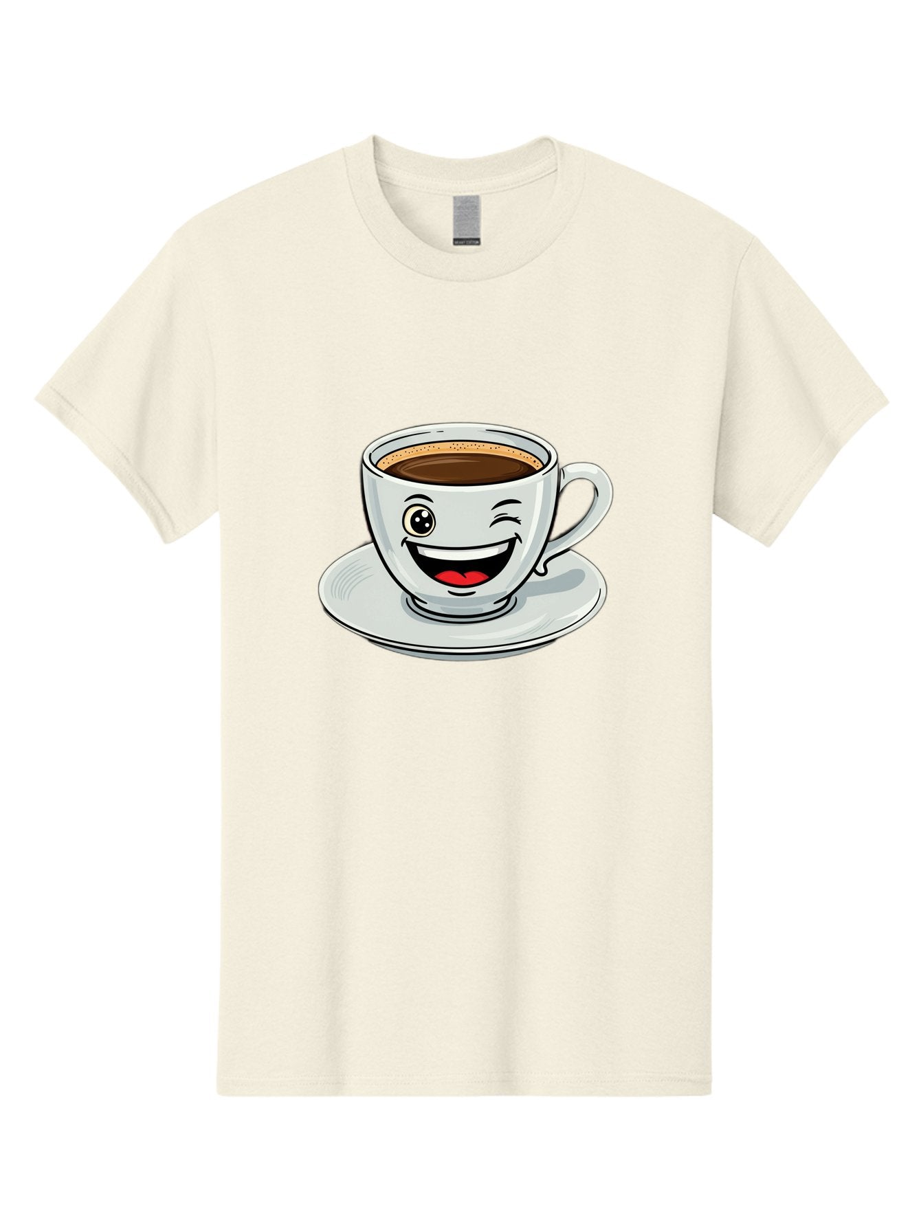 Cup-Of-Coffee Men'S Graphic Tee, 100% Cotton, Comfortable Casual Summer Wear, Machine Washable, Coffee Cup, Cartoon Character, Smiling Face, Happy Expression, Coffee Lover, Morning Pick-Me-Up, Coffee Break, Funny Illustration, Winking Eye Bab840 10