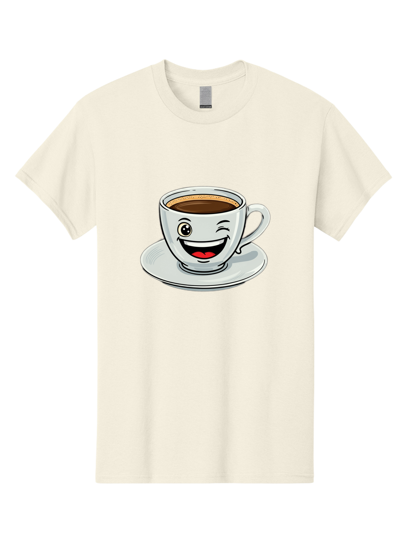 Cup-Of-Coffee Men'S Graphic Tee, 100% Cotton, Comfortable Casual Summer Wear, Machine Washable, Coffee Cup, Cartoon Character, Smiling Face, Happy Expression, Coffee Lover, Morning Pick-Me-Up, Coffee Break, Funny Illustration, Winking Eye Bab840 14