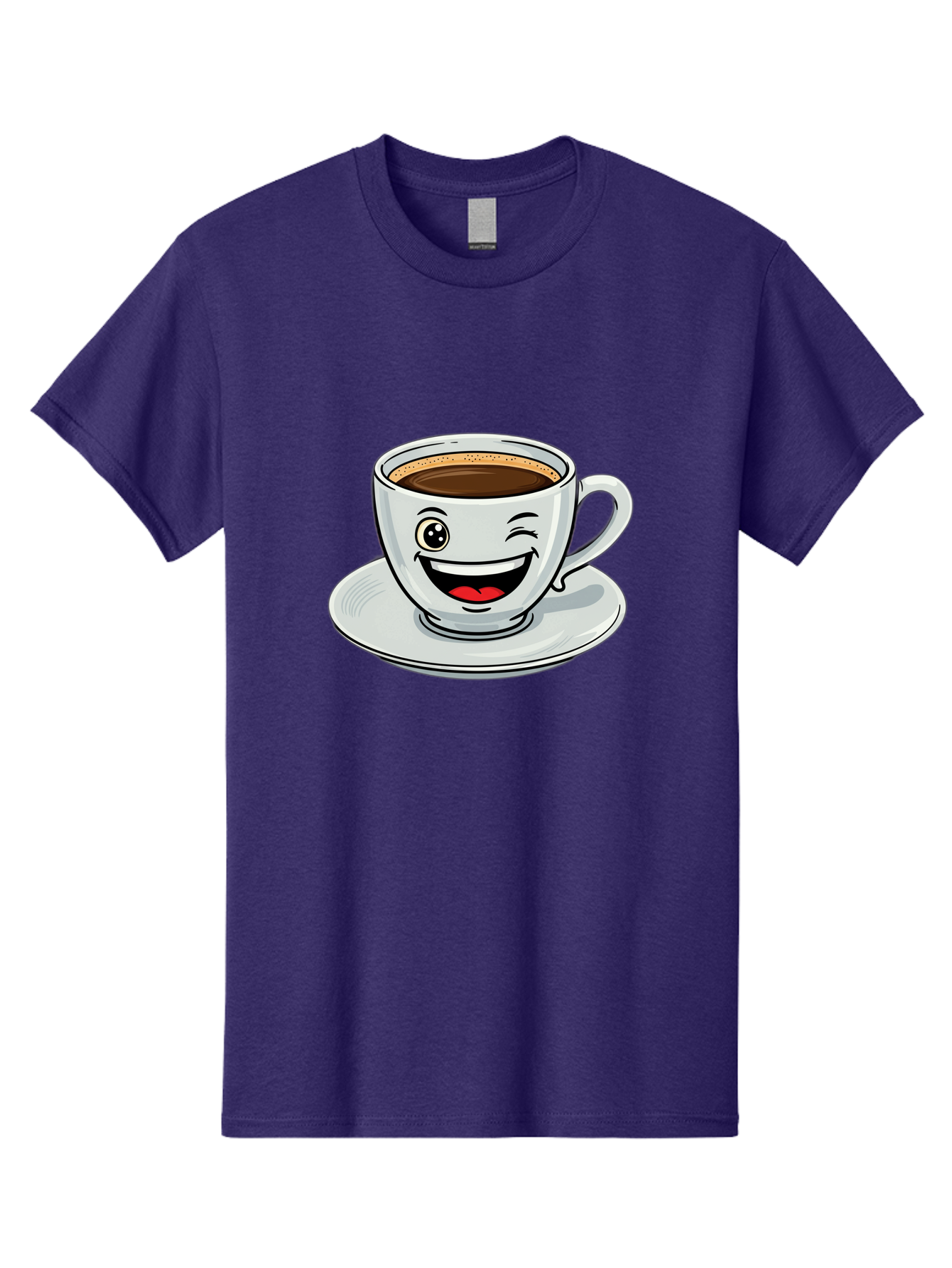 Cup-Of-Coffee Men'S Graphic Tee, 100% Cotton, Comfortable Casual Summer Wear, Machine Washable, Coffee Cup, Cartoon Character, Smiling Face, Happy Expression, Coffee Lover, Morning Pick-Me-Up, Coffee Break, Funny Illustration, Winking Eye Bab840 8