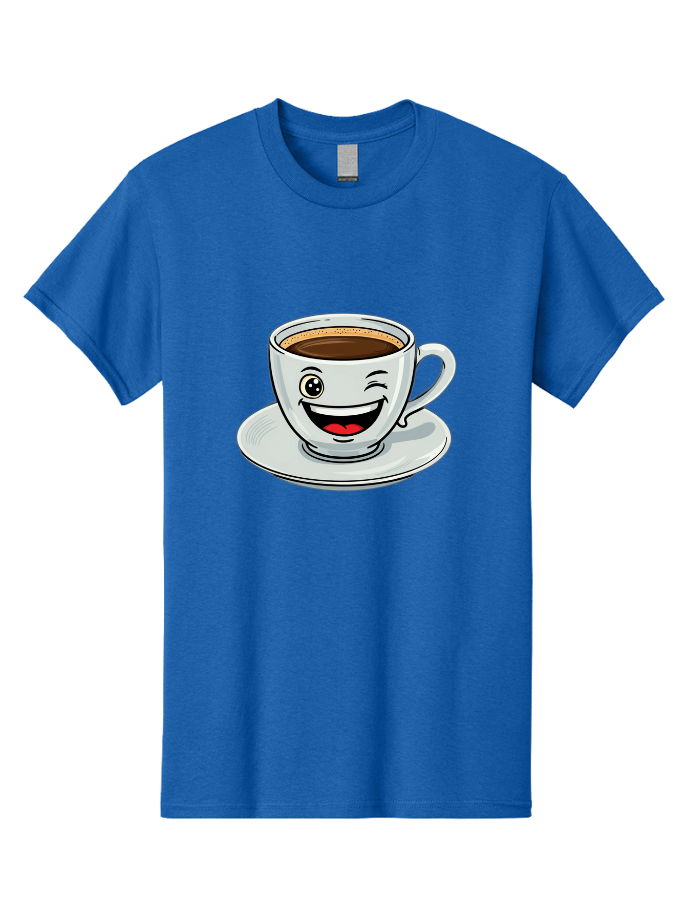 Cup-Of-Coffee Men'S Graphic Tee, 100% Cotton, Comfortable Casual Summer Wear, Machine Washable, Coffee Cup, Cartoon Character, Smiling Face, Happy Expression, Coffee Lover, Morning Pick-Me-Up, Coffee Break, Funny Illustration, Winking Eye Bab840 11