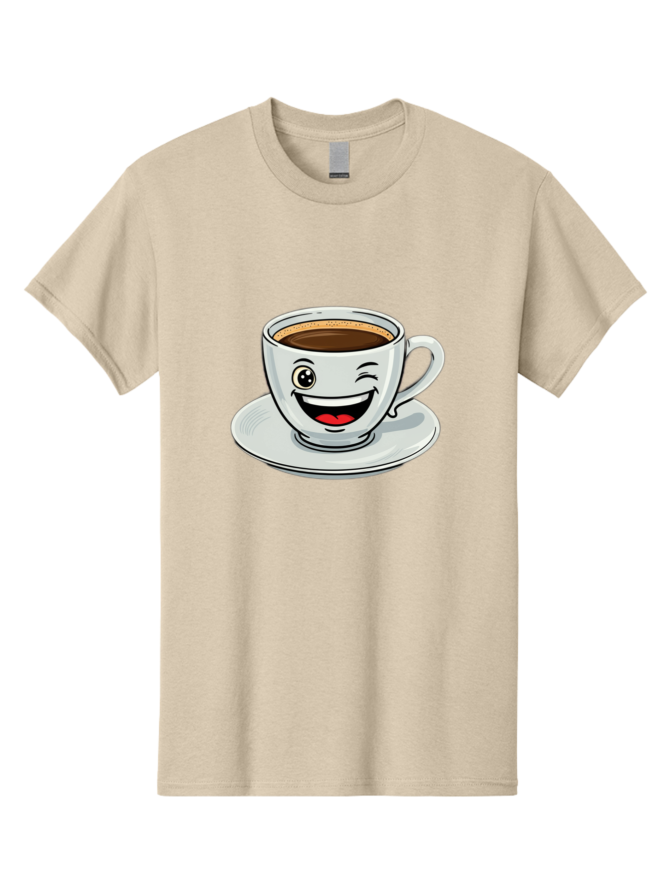 Cup-Of-Coffee Men'S Graphic Tee, 100% Cotton, Comfortable Casual Summer Wear, Machine Washable, Coffee Cup, Cartoon Character, Smiling Face, Happy Expression, Coffee Lover, Morning Pick-Me-Up, Coffee Break, Funny Illustration, Winking Eye Bab840 9
