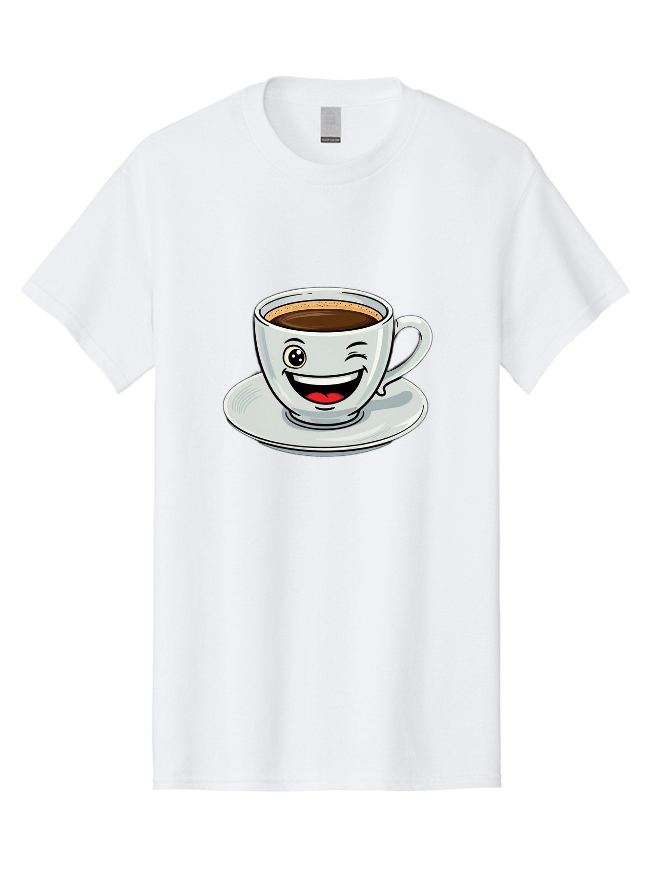 Cup-Of-Coffee Men'S Graphic Tee, 100% Cotton, Comfortable Casual Summer Wear, Machine Washable, Coffee Cup, Cartoon Character, Smiling Face, Happy Expression, Coffee Lover, Morning Pick-Me-Up, Coffee Break, Funny Illustration, Winking Eye Bab840 12