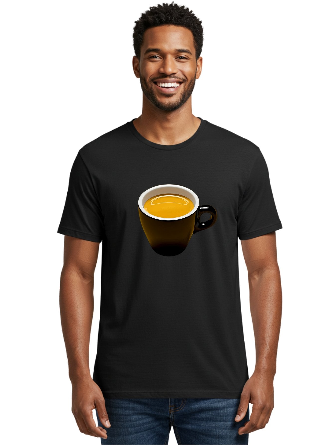 Cup-Of-Tea Men'S Graphic Tee, 100% Cotton, Comfortable Casual Summer Wear, Machine Washable, Black Tea Cup, Yellow Tea, Coffee Mug, Morning Beverage, Relaxing Drink, Cozy Atmosphere, Tea Time, Warm Beverage, Soothing Tea Bab841 20