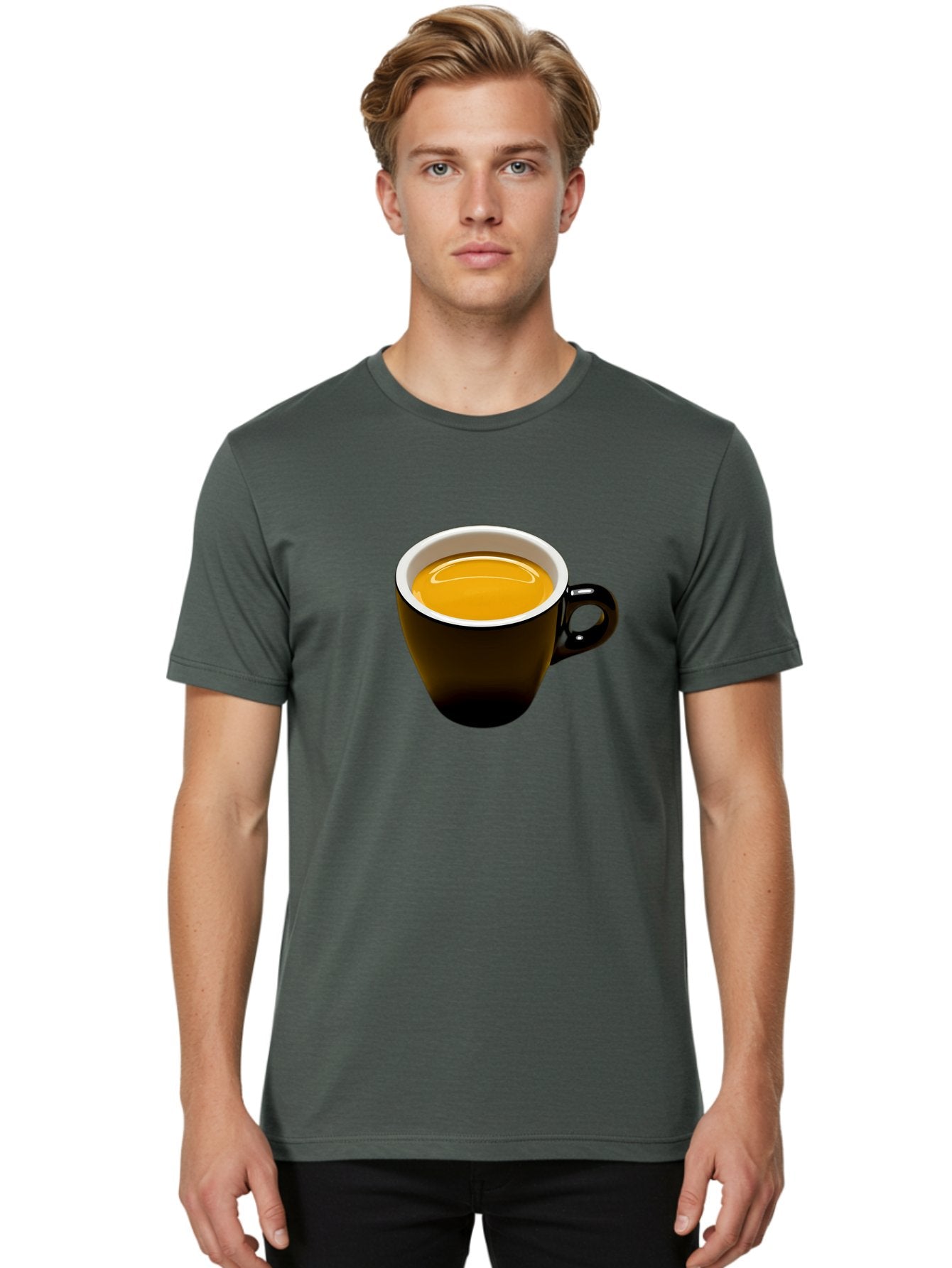 Cup-Of-Tea Men'S Graphic Tee, 100% Cotton, Comfortable Casual Summer Wear, Machine Washable, Black Tea Cup, Yellow Tea, Coffee Mug, Morning Beverage, Relaxing Drink, Cozy Atmosphere, Tea Time, Warm Beverage, Soothing Tea Bab841 28