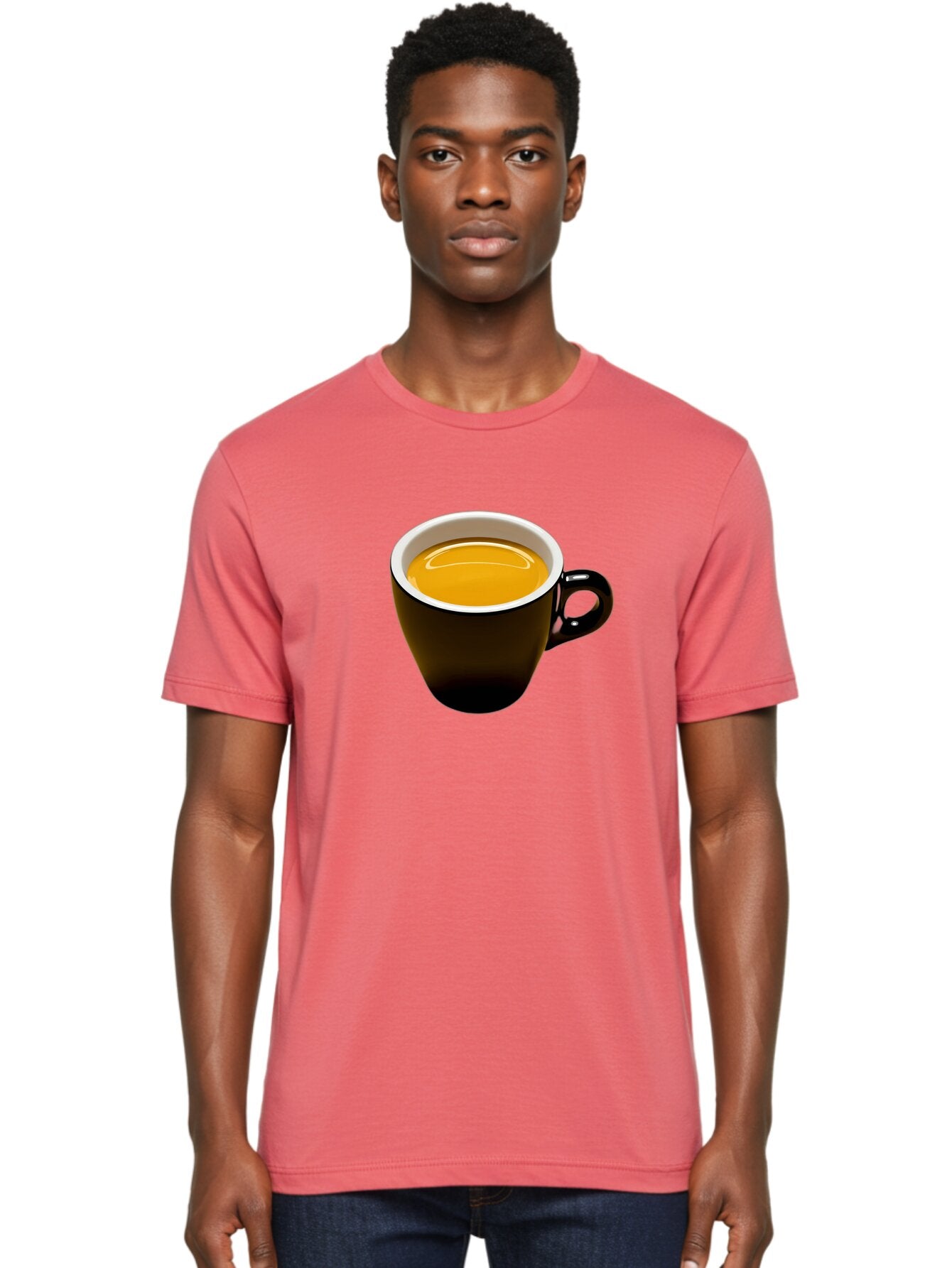 Cup-Of-Tea Men'S Graphic Tee, 100% Cotton, Comfortable Casual Summer Wear, Machine Washable, Black Tea Cup, Yellow Tea, Coffee Mug, Morning Beverage, Relaxing Drink, Cozy Atmosphere, Tea Time, Warm Beverage, Soothing Tea Bab841 17